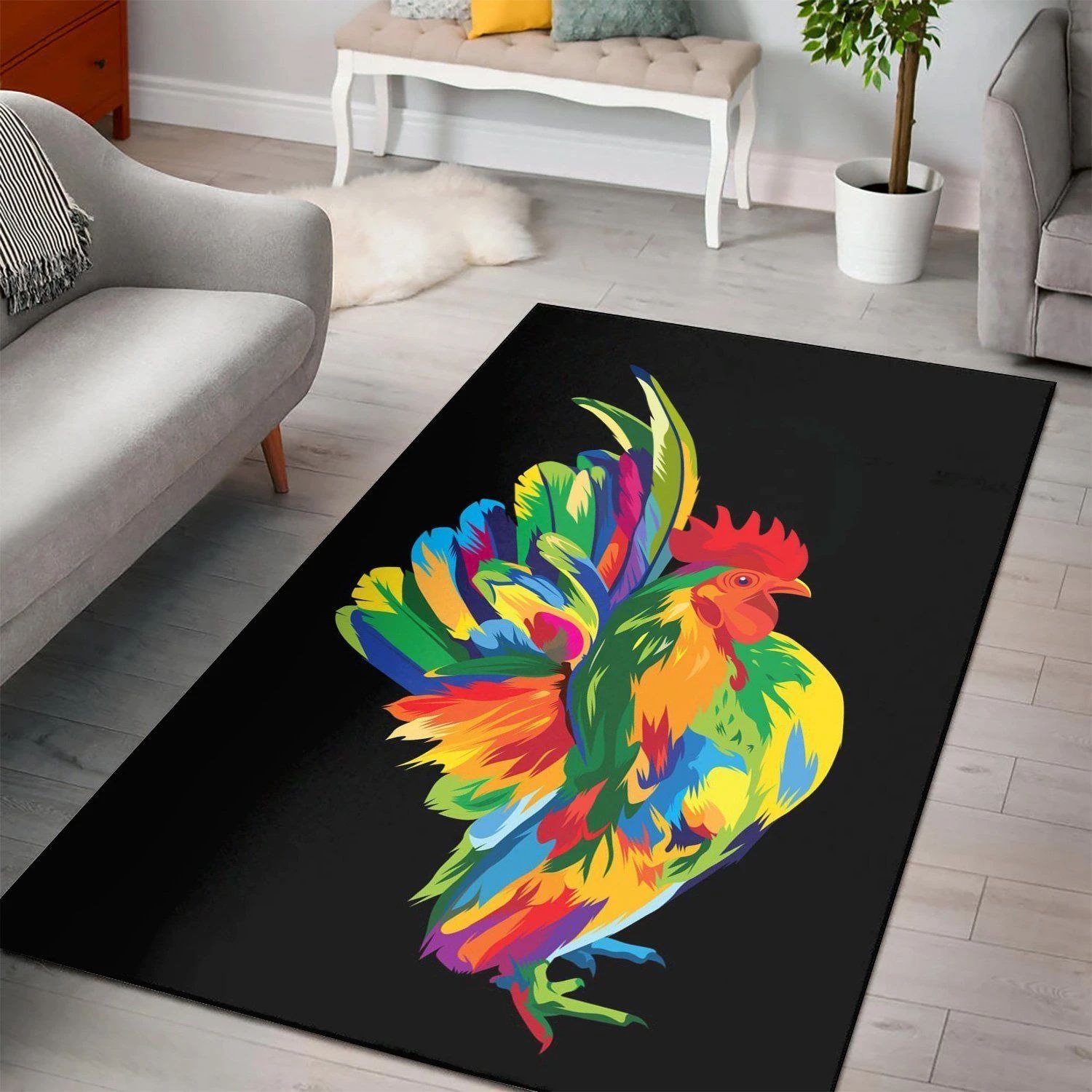 Chicken Serama Pop Art Living Room Area Rug, Room Decor, Floor Decor Home Decor - Indoor Outdoor Rugs