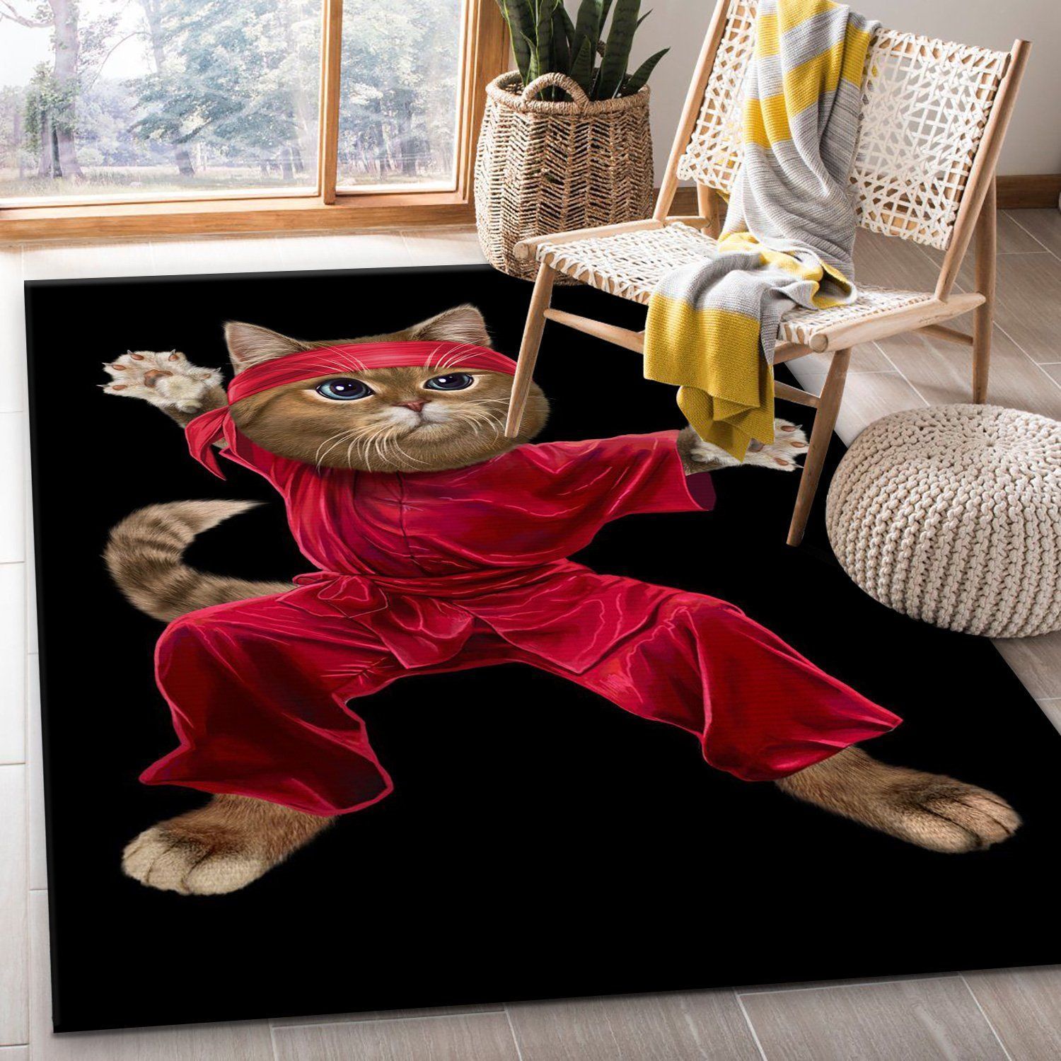 Chinese Legend Kungfu Cat Area Rug Carpet Bedroom Home US Decor - Indoor Outdoor Rugs