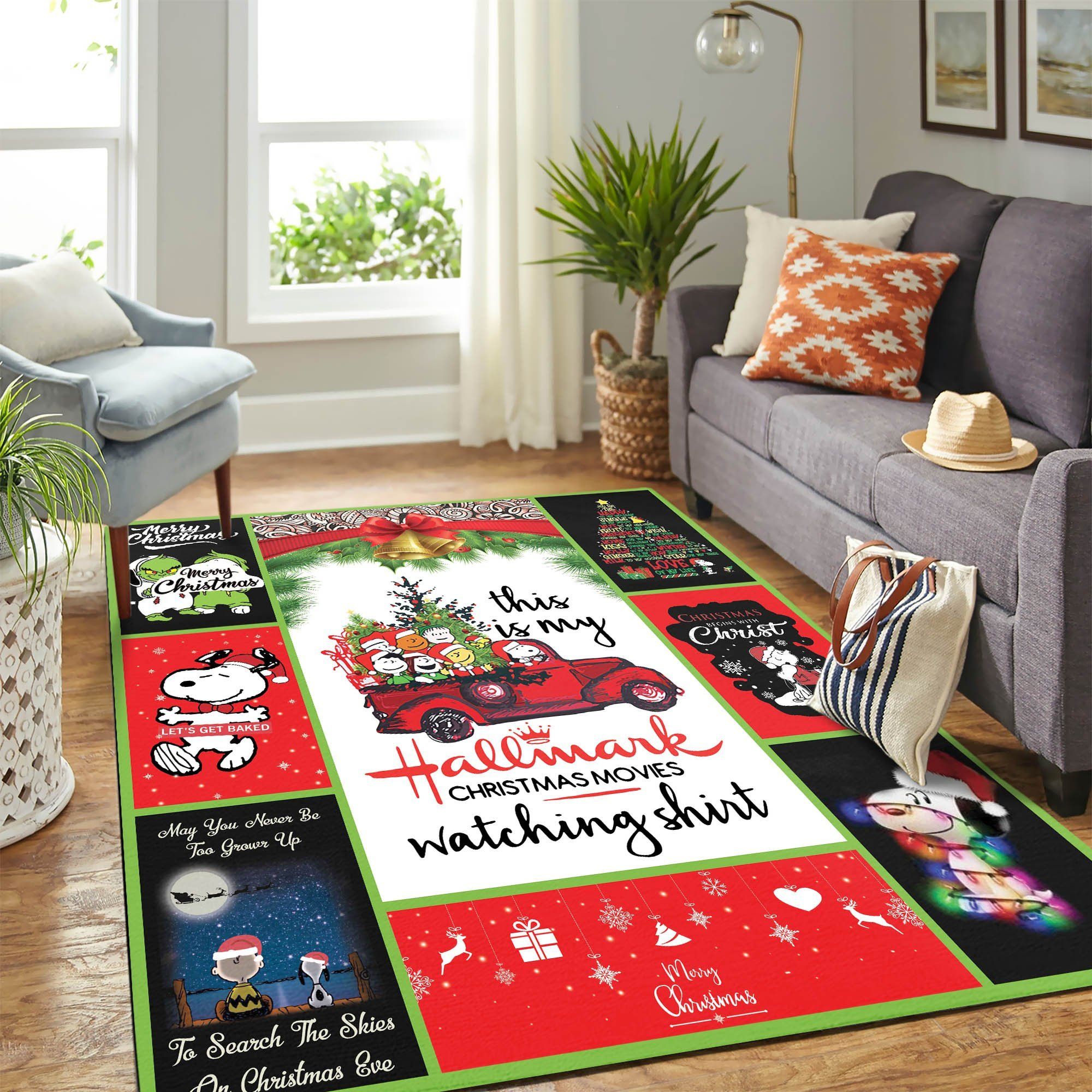 Christmas Snoopy Mk Carpet Area Rug Chrismas Gift - Indoor Outdoor Rugs