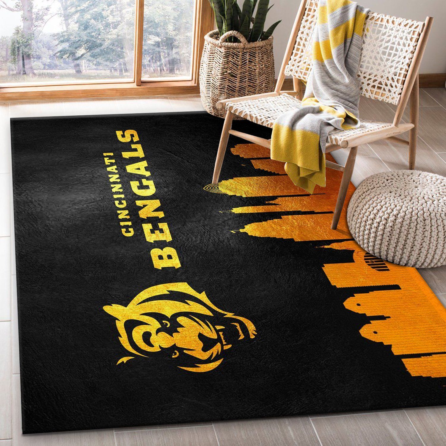 Cincinnati Bengals NFL Team Logos Area Rug