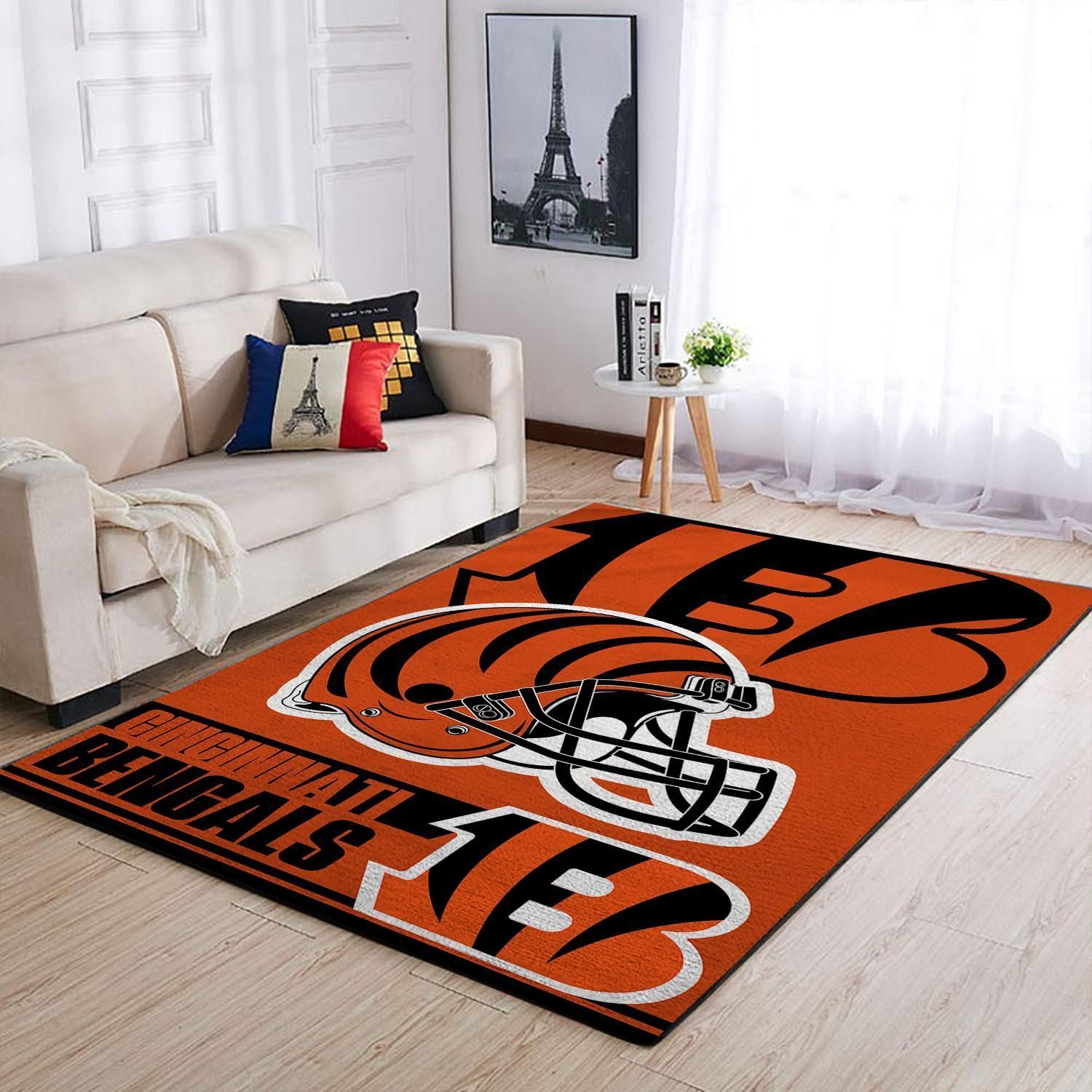 Cincinnati Bengals Nfl Team Logo Helmet Nice Gift Home Decor Rectangle Area Rug - Indoor Outdoor Rugs