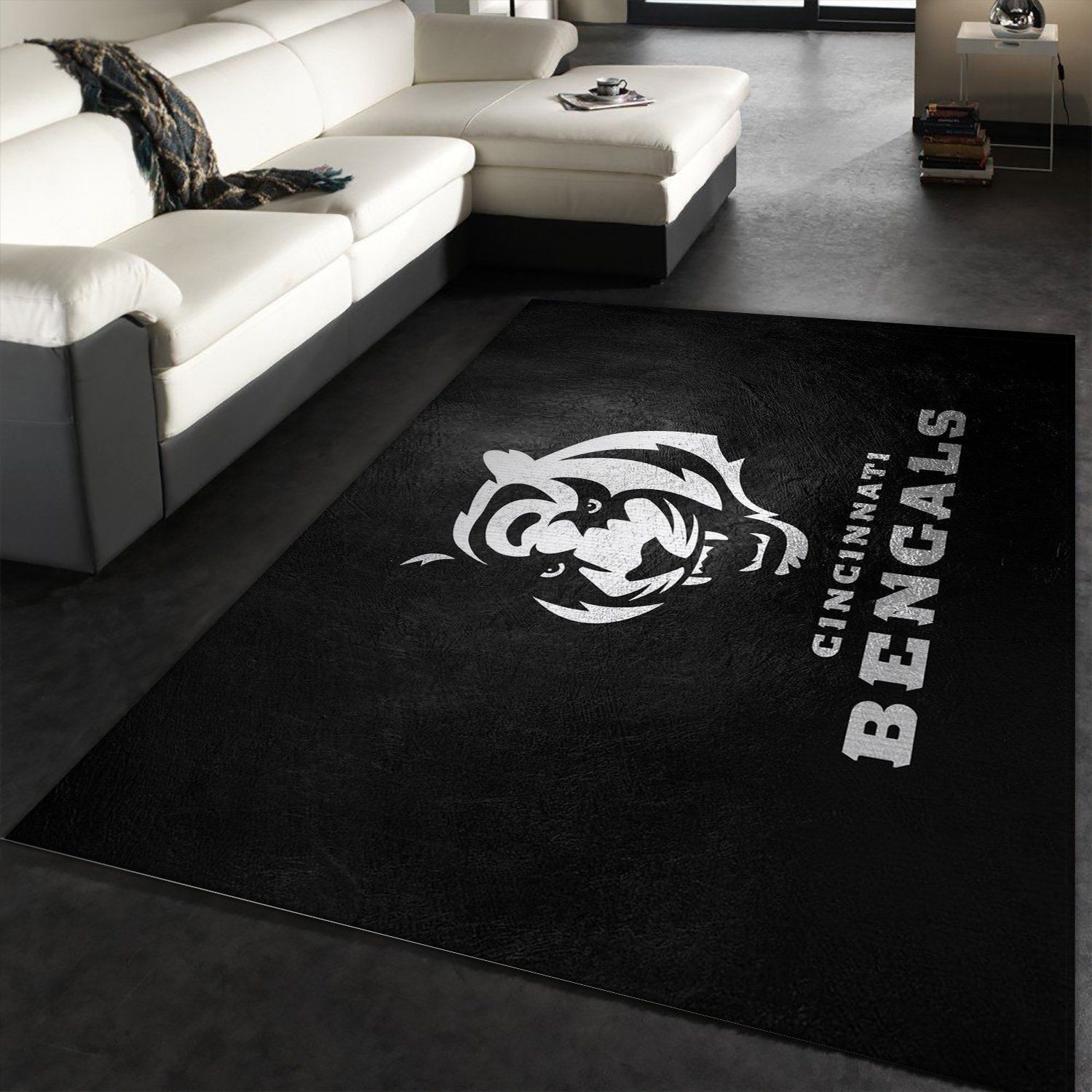 Cincinnati Bengals Silver NFL Area Rug Carpet