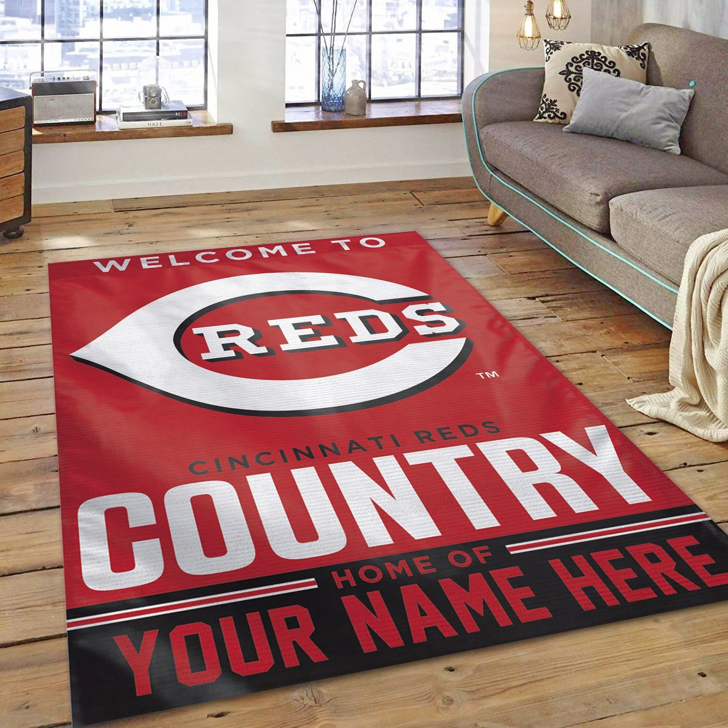 Cincinnati Reds Personalized MLB Team Logos Area Rug, Living Room Rug - Home Decor - Indoor Outdoor Rugs
