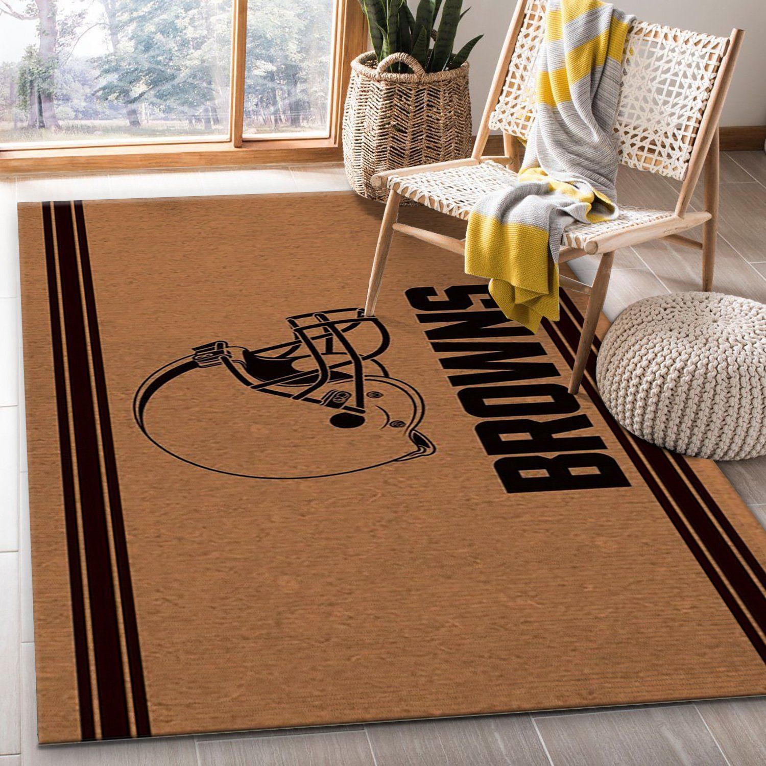 Cleveland Browns Brown Logo NFL Area Rug Carpet