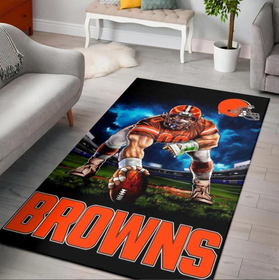 Cleveland Browns Ferocious Football Nfl Area Rug Rugs For Living Room Rug Home Decor - Indoor Outdoor Rugs