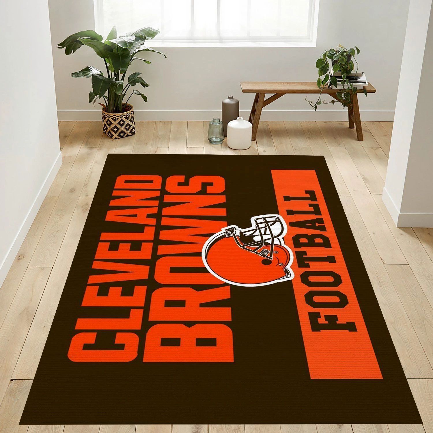 Cleveland Browns Football Nfl Team Logo Rug Bedroom Rug US Gift Decor - Indoor Outdoor Rugs