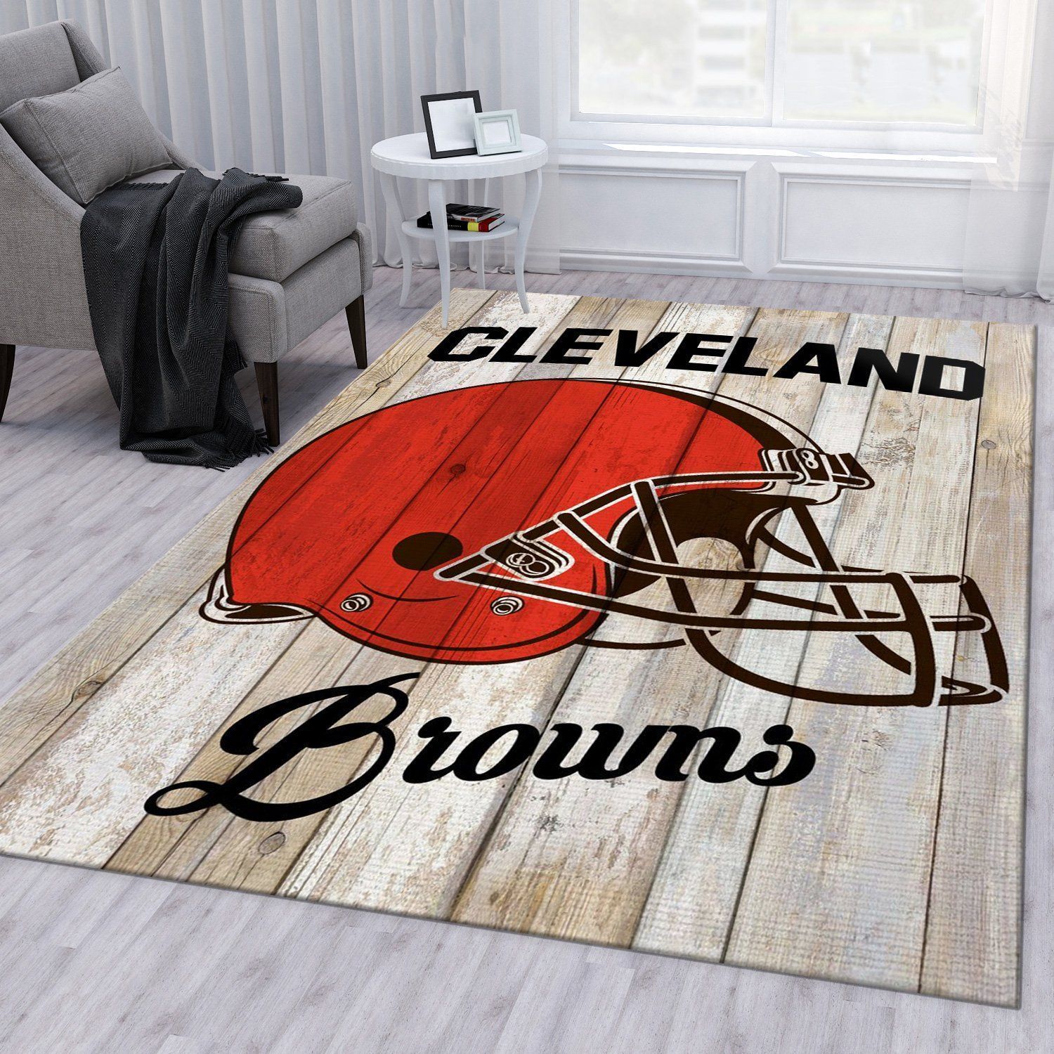 Cleveland Browns Helmet Nfl Football Team Area Rug For Gift Bedroom Rug Christmas Gift US Decor - Indoor Outdoor Rugs