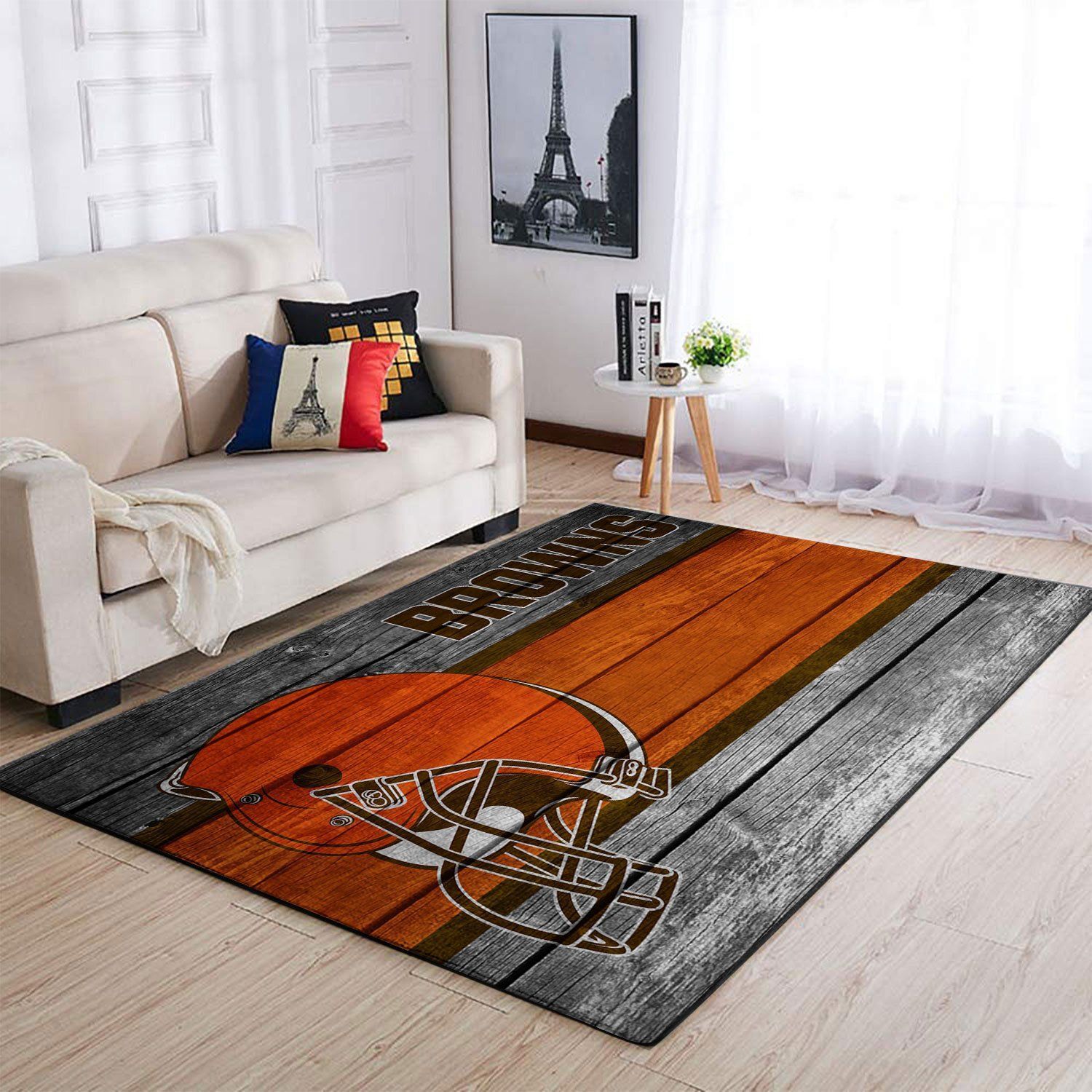 Cleveland Browns Nfl Team Logo Wooden Style Style Nice Gift Home Decor Rectangle Area Rug - Indoor Outdoor Rugs