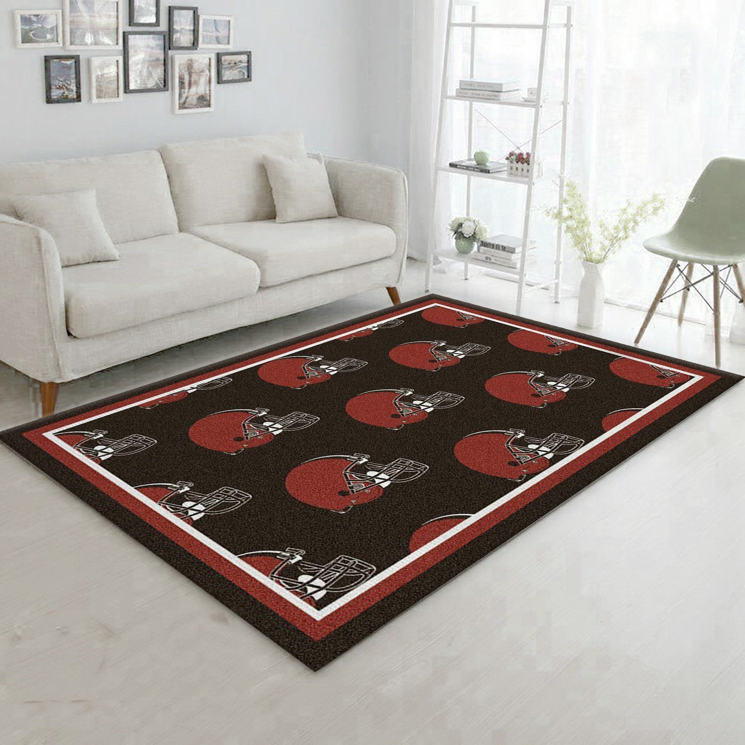 Cleveland Browns Repeat Rug Nfl Team Area Rug Carpet, Kitchen Rug, Family Gift US Decor - Indoor Outdoor Rugs