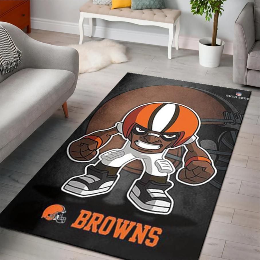 Cleveland Browns Rusher Nfl Rush Zone Character Area Rug Rugs For Living Room Rug Home Decor - Indoor Outdoor Rugs