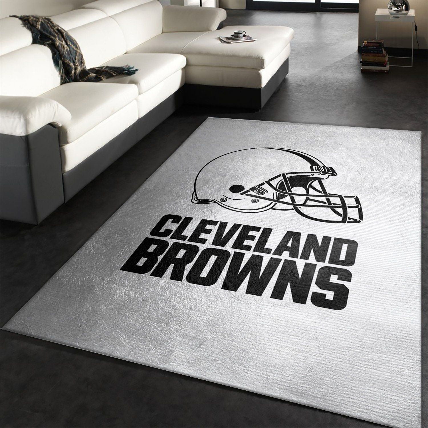 Cleveland Browns Silver NFL Team Logos Area Rug