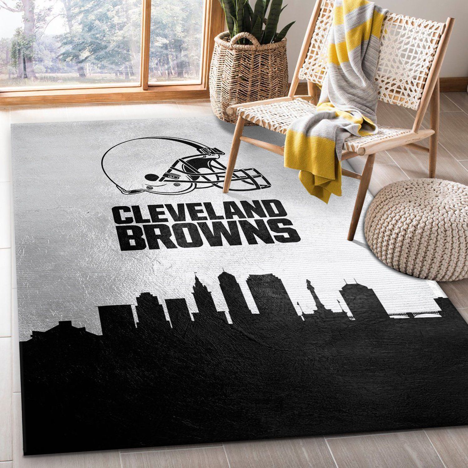 Cleveland Browns Skyline NFL Area Rug For Christmas