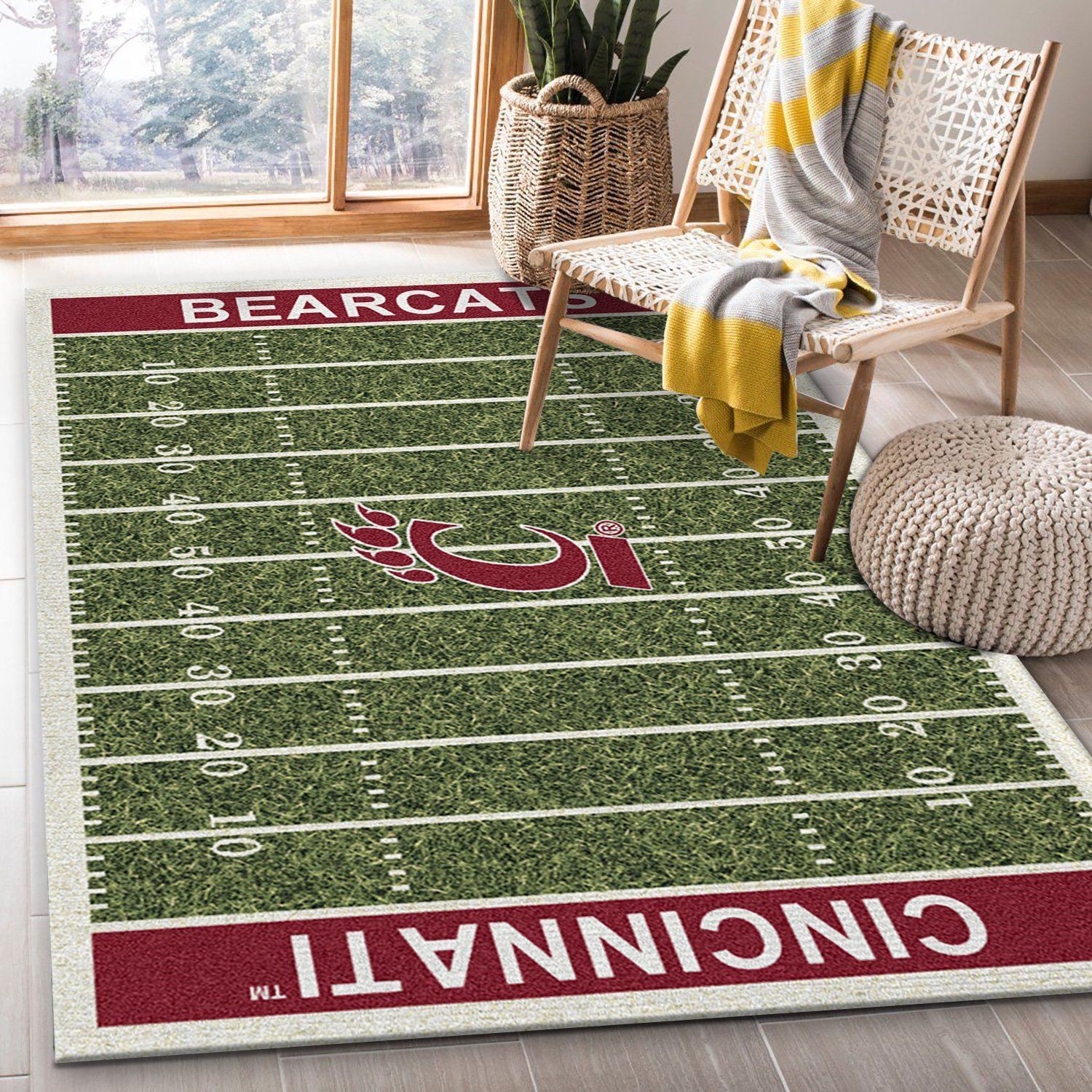 College Cincinnati NFL Team Logo Area Rug