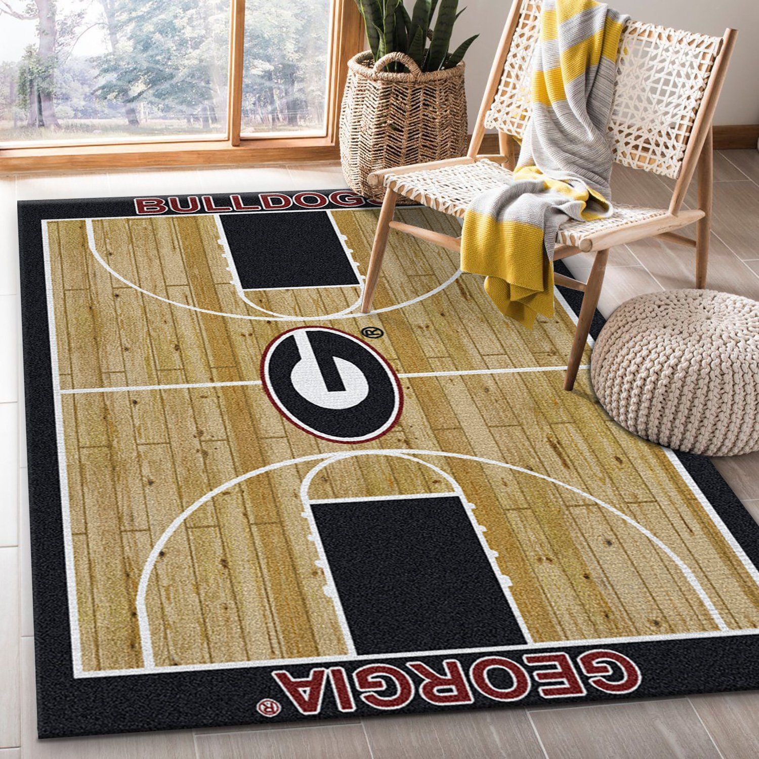 College Home Court Georgia Basketball Team Logo Area Rug, Kitchen Rug, Christmas Gift US Decor - Indoor Outdoor Rugs