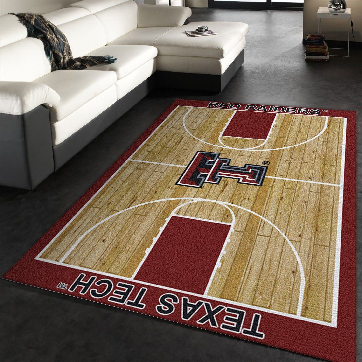 College Home Court Texas Tech Basketball Team Logo Area Rug