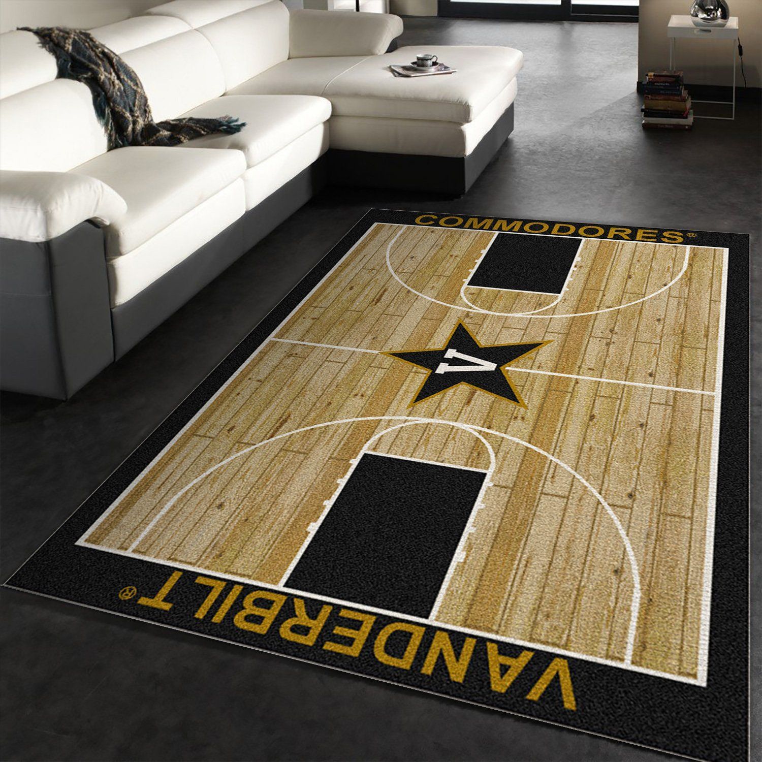College Home Court Vanderbilt Basketball Team Logo Area Rug, Kitchen Rug, Home Decor Floor Decor - Indoor Outdoor Rugs