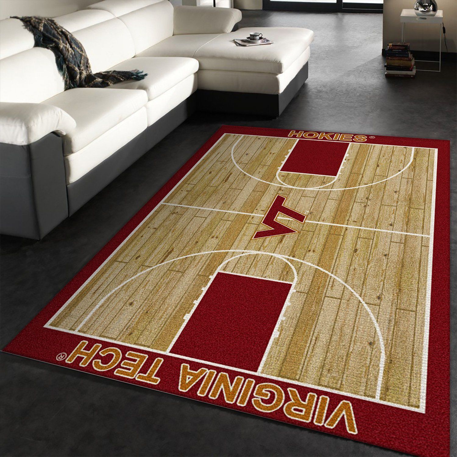 College Home Court Virginia Tech Basketball Team Logo Area Rug