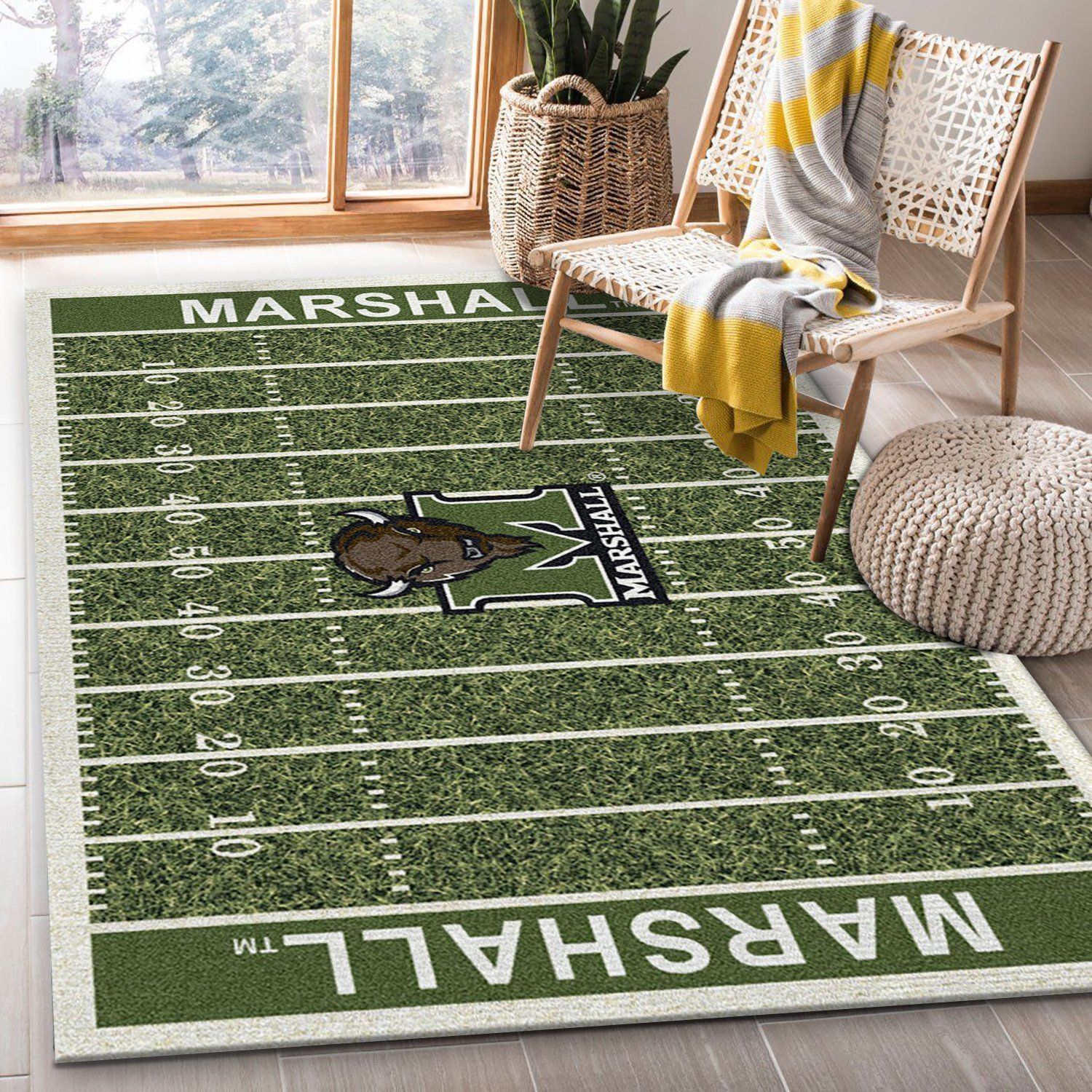 College Marshall NFL Team Logo Area Rug