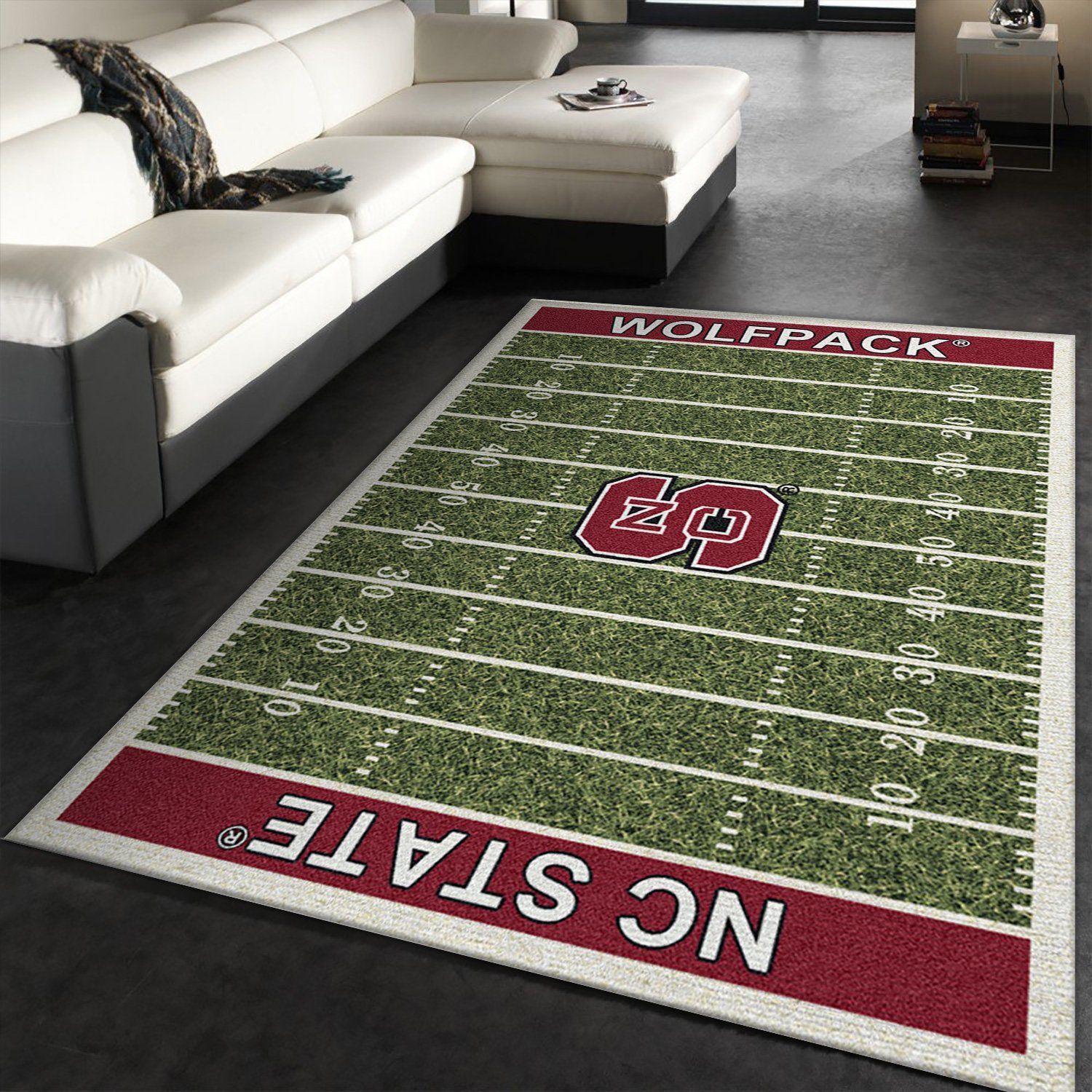 College North Carolina State NFL Team Logo Area Rug