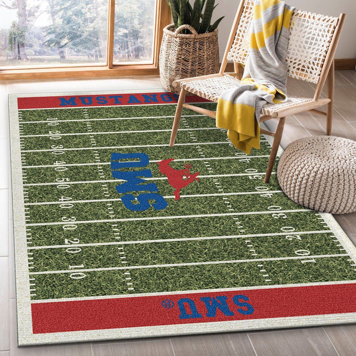 College Southern Methodist NFL Team Logo Area Rug