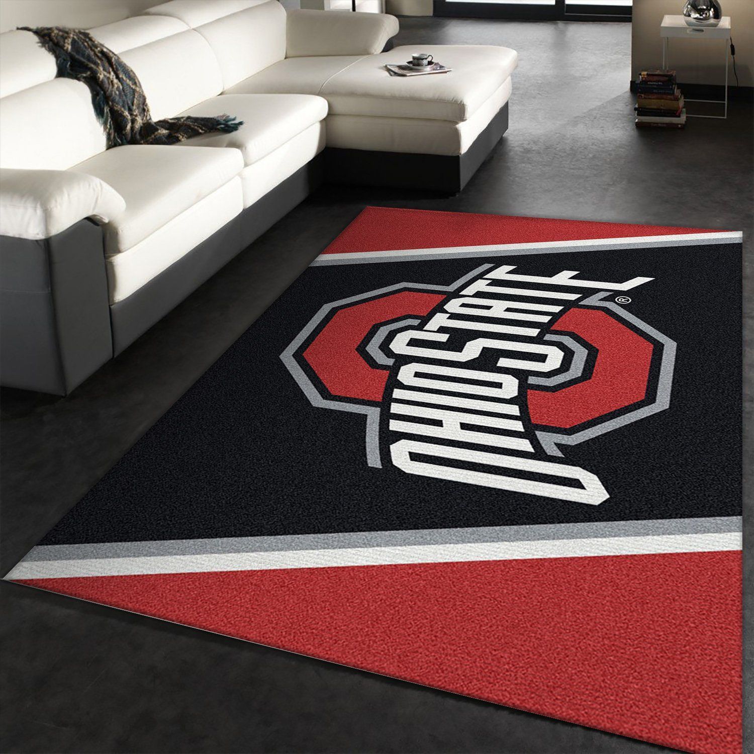 College Spirit Ohio State Sport Area Rug Carpet Team Logo Christmas Gift US Decor - Indoor Outdoor Rugs