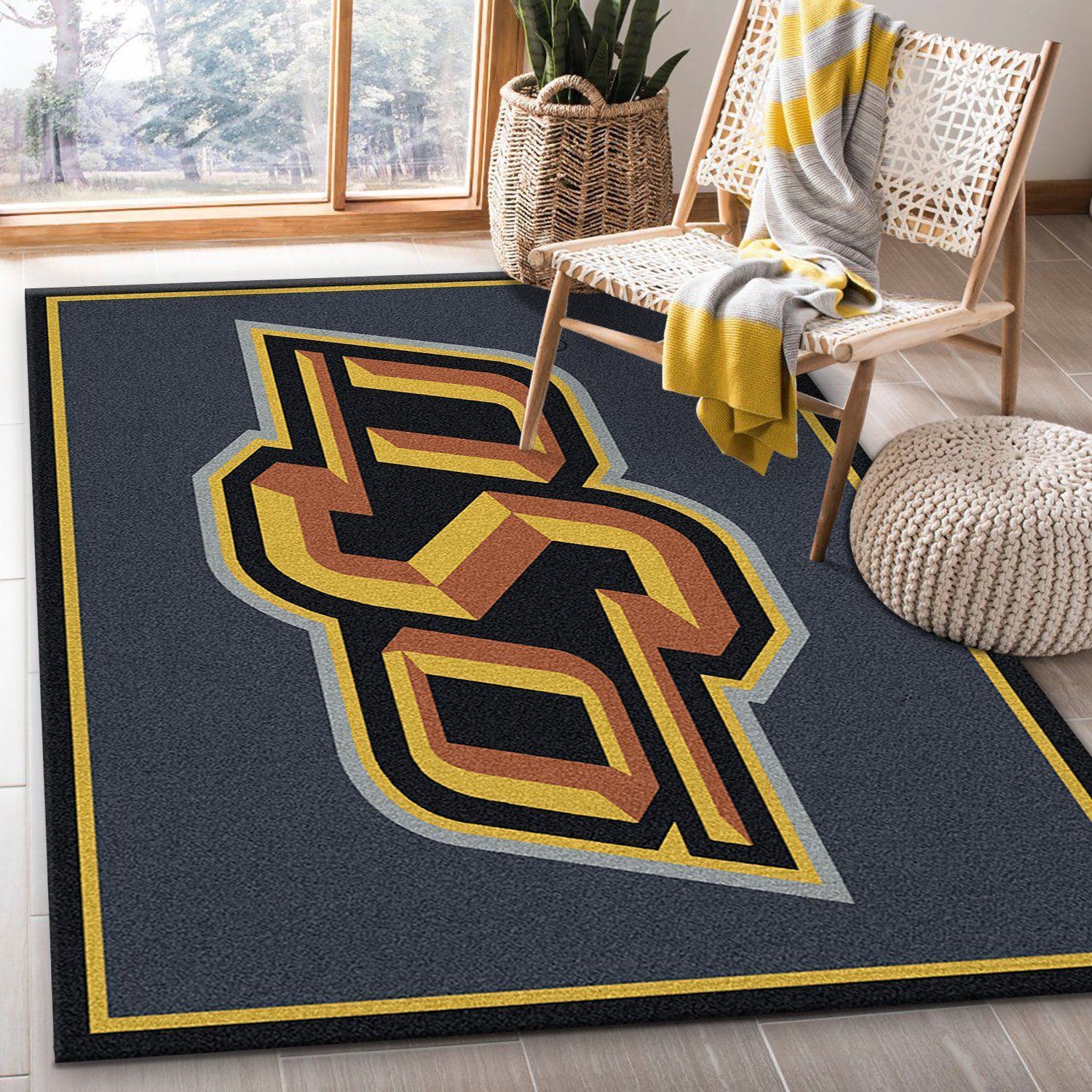 College Spirit Oklahoma State Sport Area Rug Team Logo Home Decor Floor Decor - Indoor Outdoor Rugs