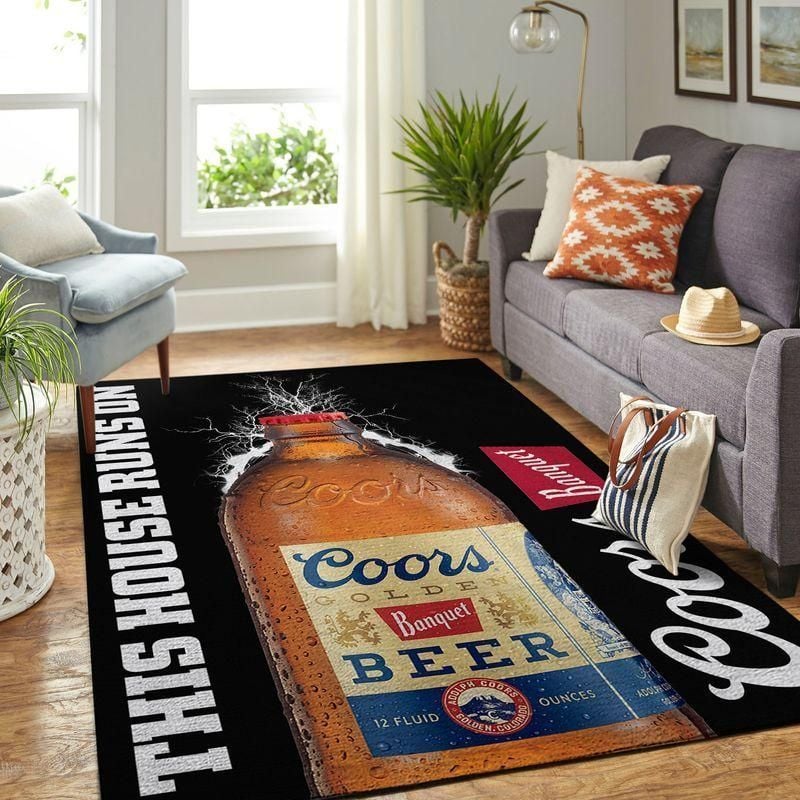 Coors Banquet This House Runs On Rug Room Carpet Custom Area Floor Home Decor - Indoor Outdoor Rugs