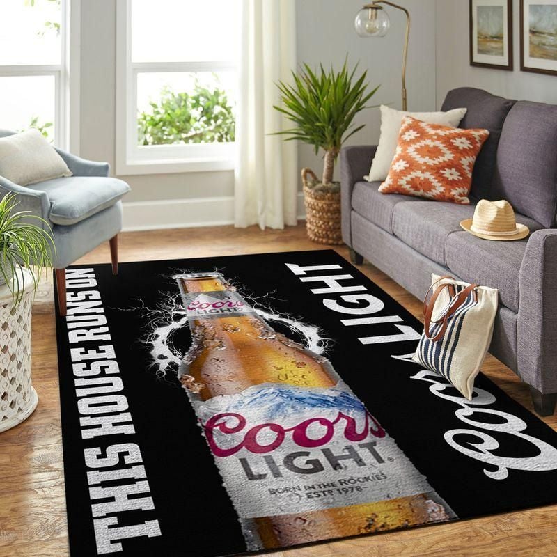 Coors Light This House Runs On Rug Room Carpet Custom Area Floor Home Decor - Indoor Outdoor Rugs