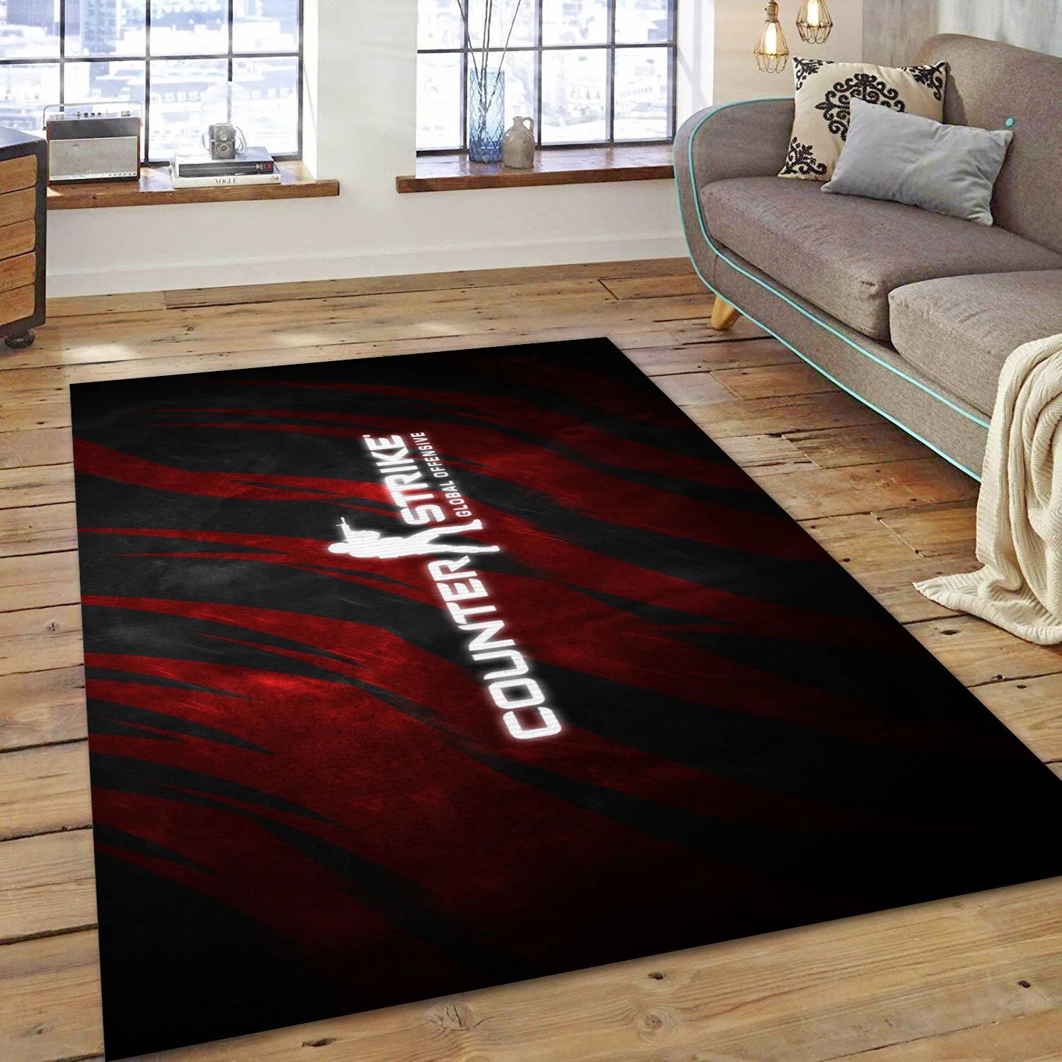 Counter Strike Global Offensive Video Game Reangle Rug, Living Room Rug - US Decor - Indoor Outdoor Rugs