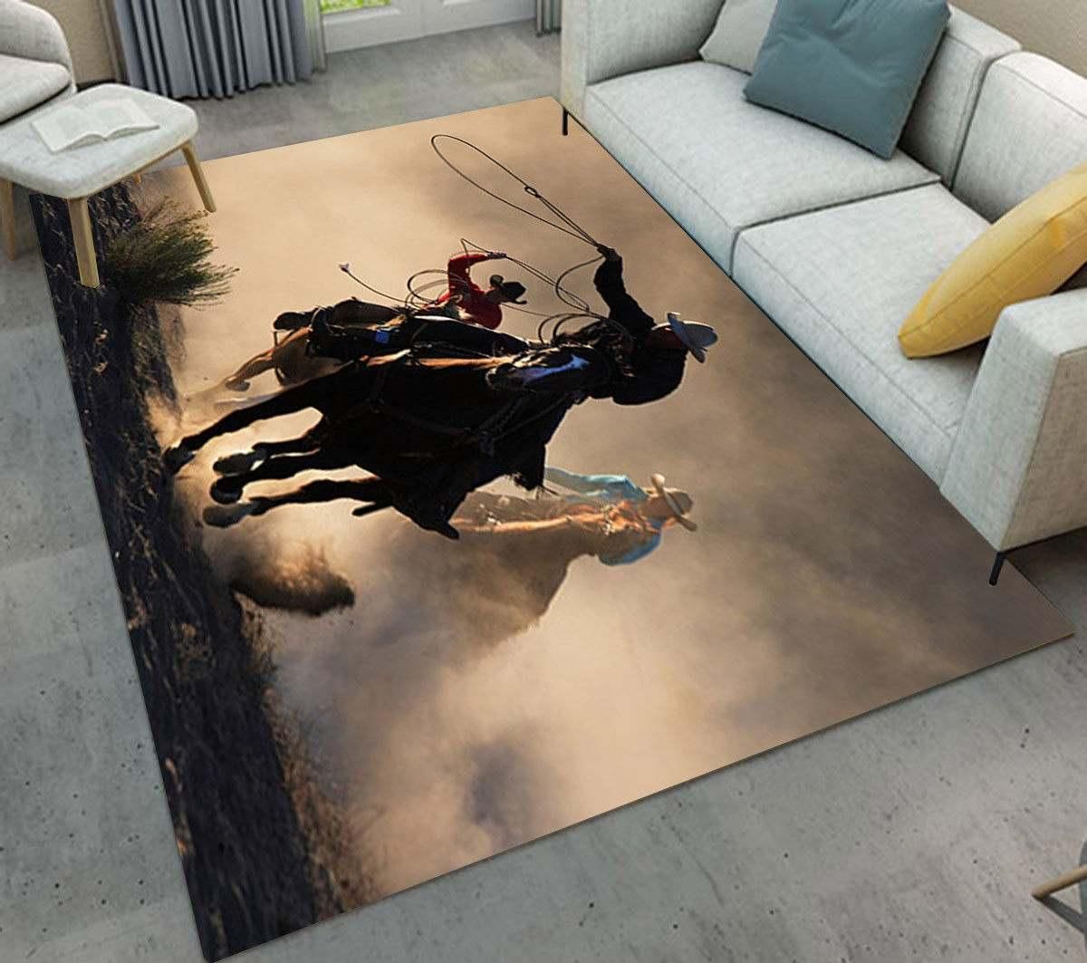 Cowboy Rug Chrismas Gift - Indoor Outdoor Rugs