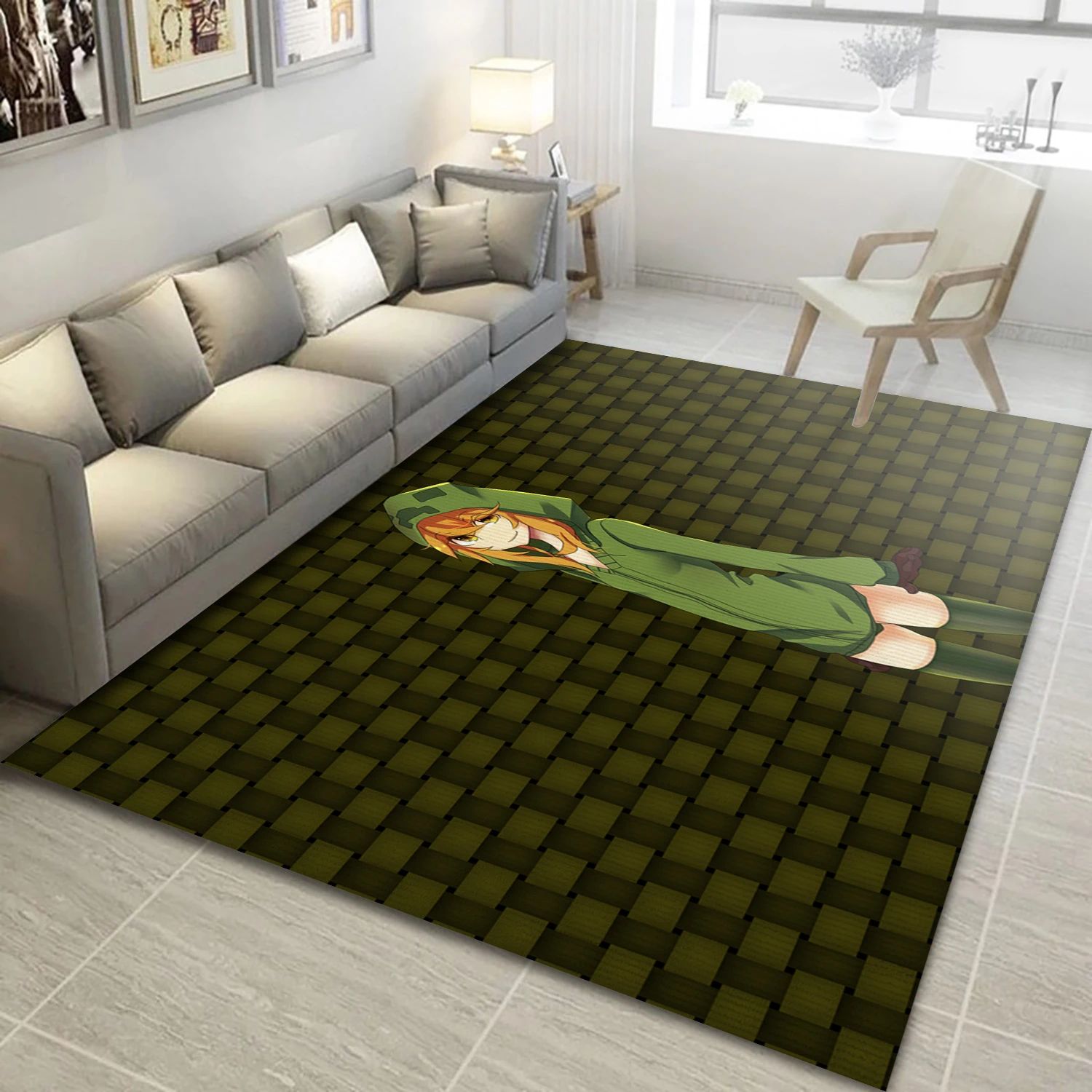 Creeper Girl Video Game Area Rug Area