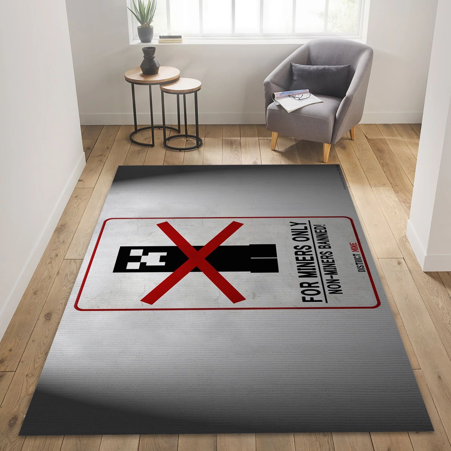 Creeper Warning Sign Video Game Area Rug Area