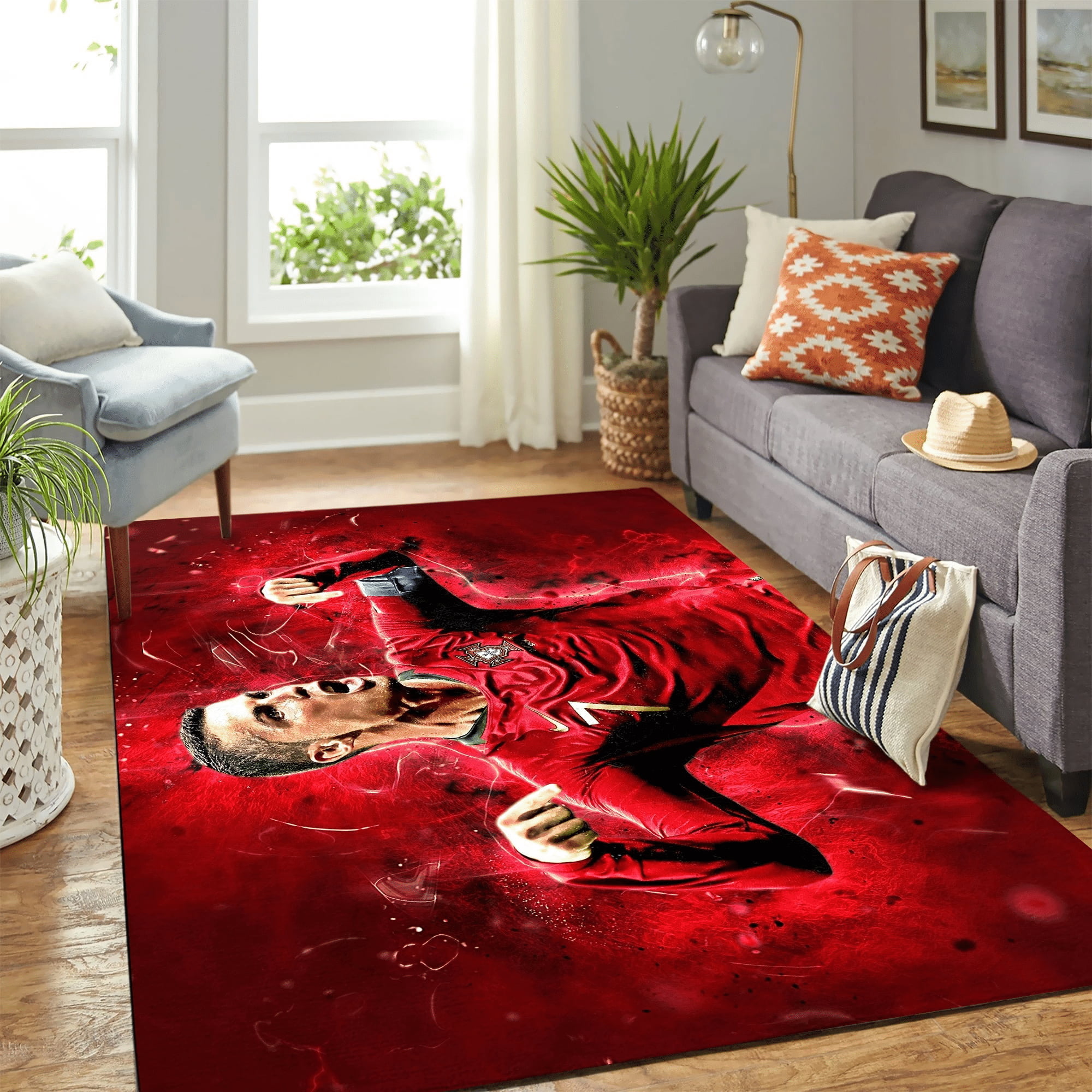 Cristiano Ronaldo Seleccion De Portugal Carpet Floor Area Rug - Indoor Outdoor Rugs