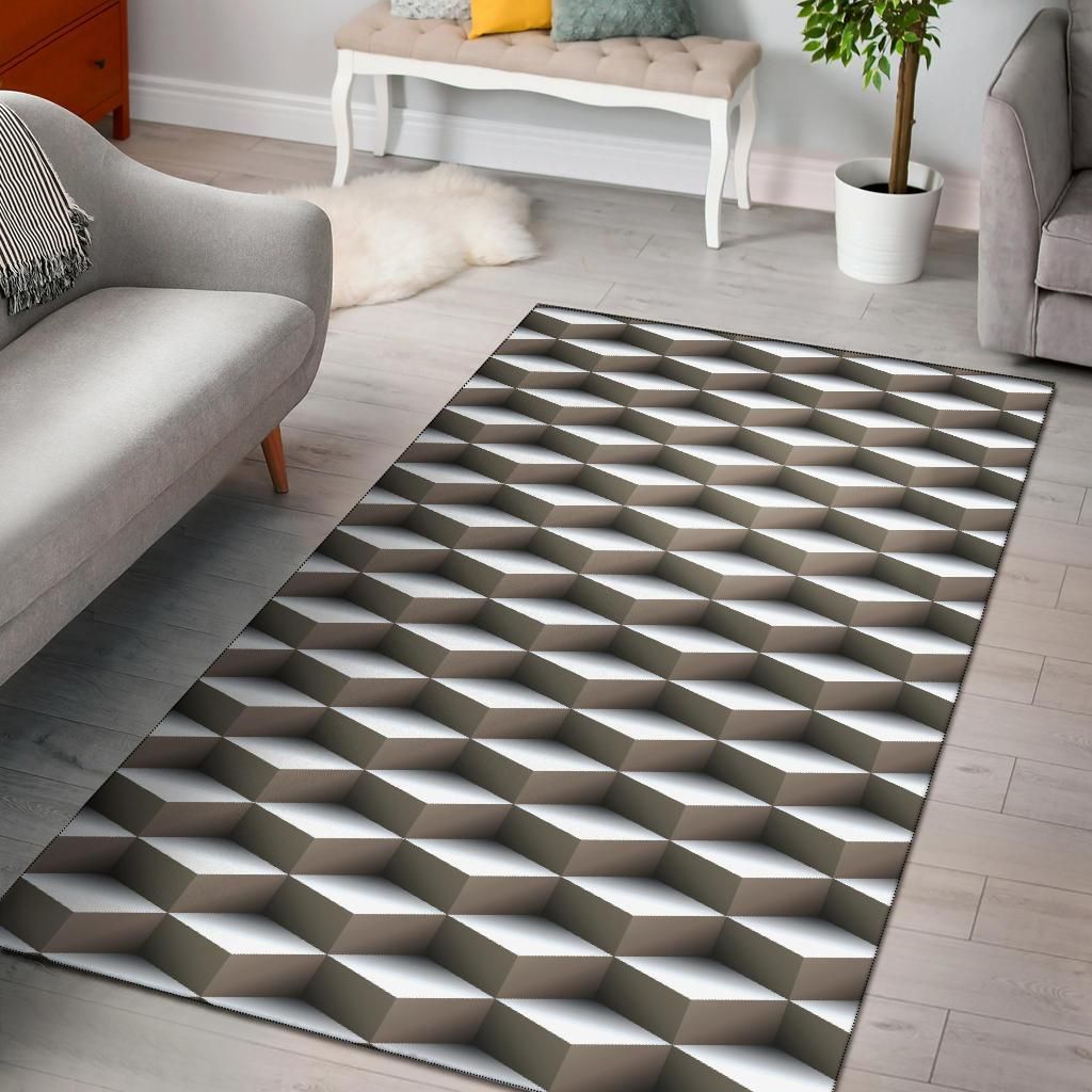 Cube Optical Illusion Area Rug Chrismas Gift – Indoor Outdoor Rugs