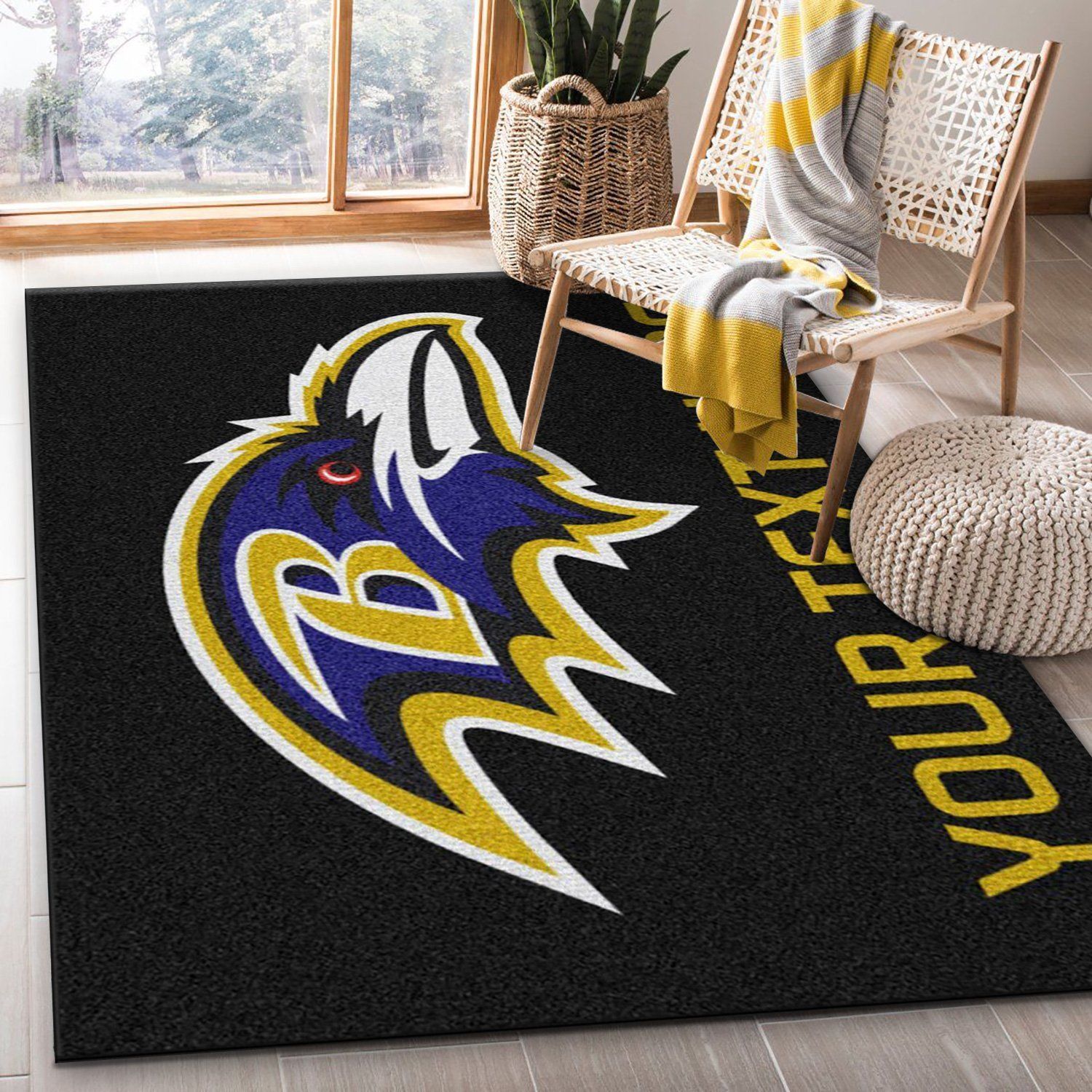 Customizable Baltimore Ravens Personalized Accent Rug NFL Area Rug For Christmas