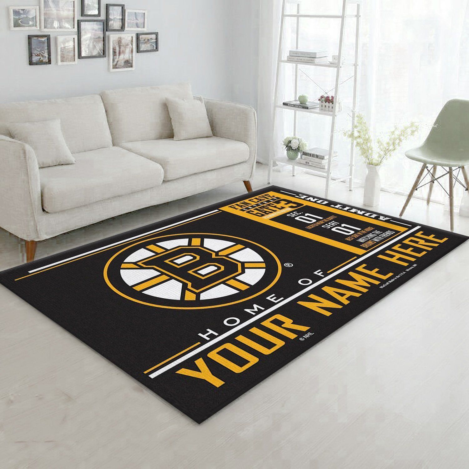 Customizable Boston Bruins Wincraft Personalized NHL Area Rug For Christmas Living Room Rug Halloween Gift - Indoor Outdoor Rugs