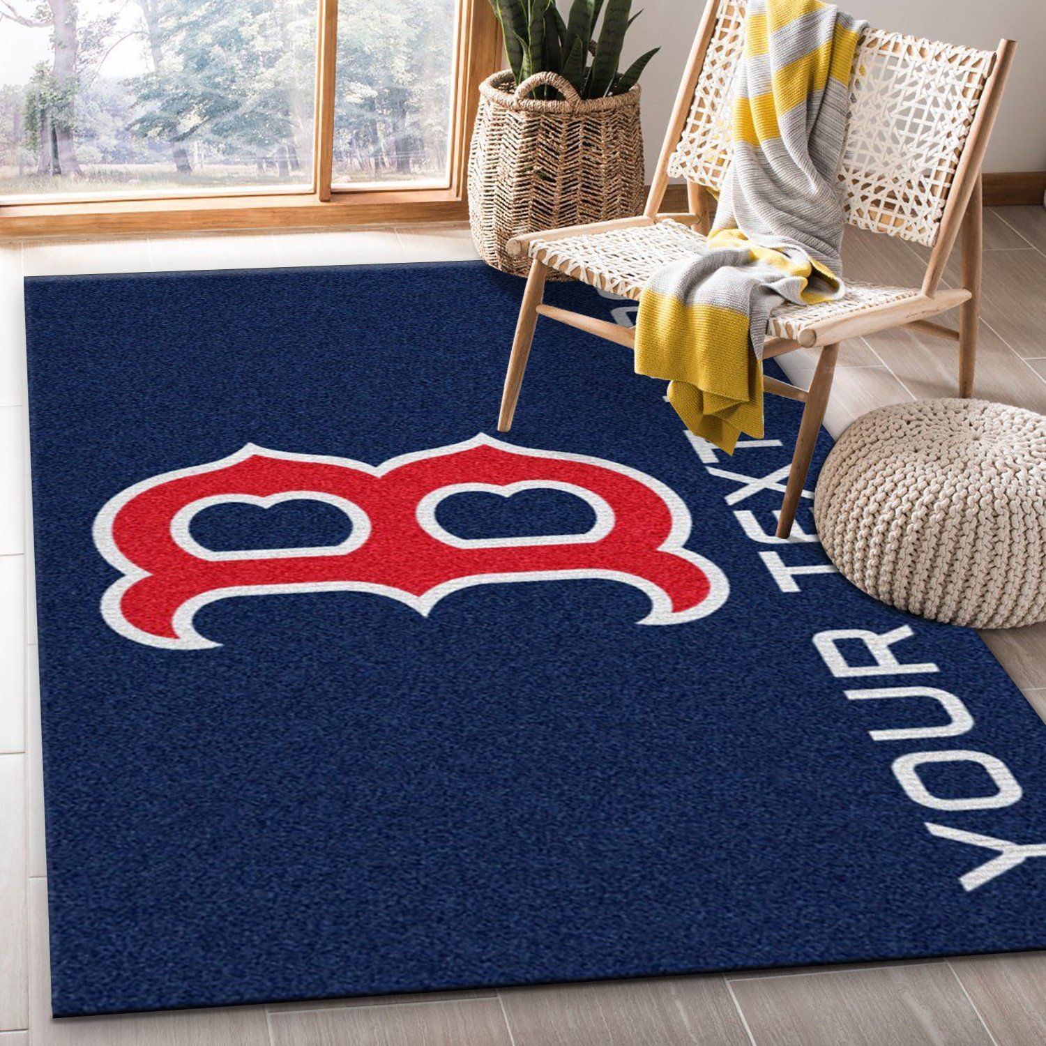 Customizable Boston Red Sox Personalized Accent Rug MLB Team Logos, Living room and bedroom Rug, US Gift Decor - Indoor Outdoor Rugs