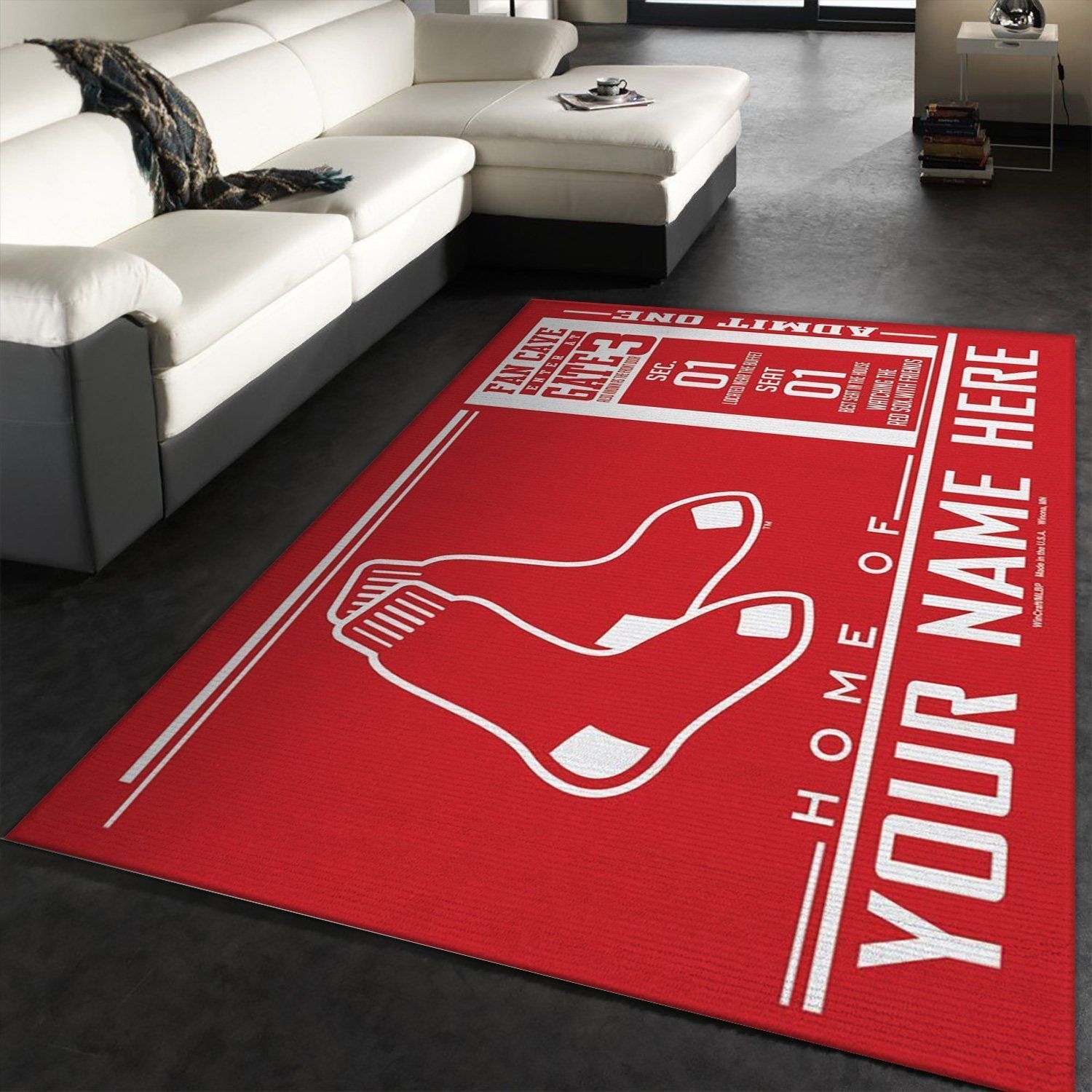 Customizable Boston Red Sox Wincraft Personalized MLB Area Rug For Christmas, Living Room Rug, Home US Decor - Indoor Outdoor Rugs