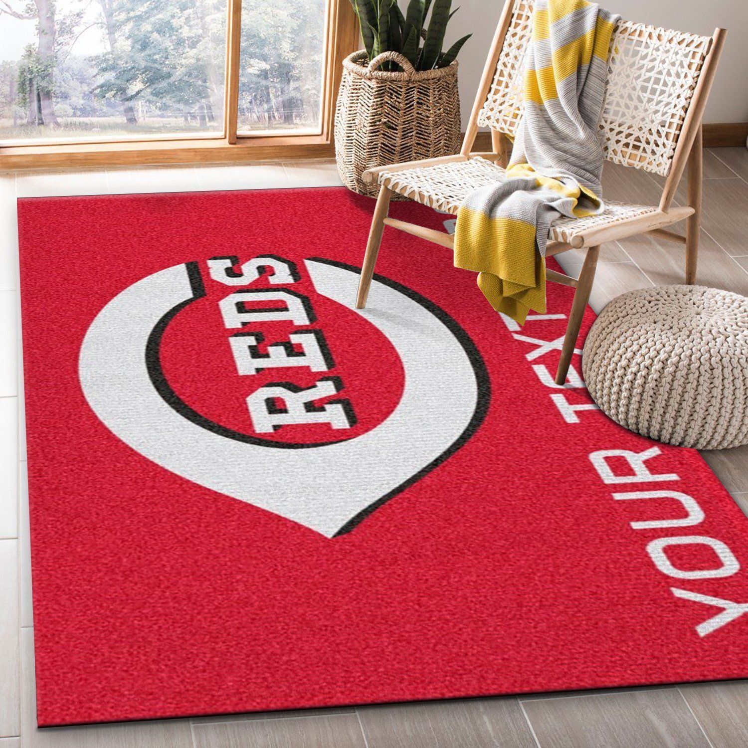 Customizable Cincinnati Reds Personalized Accent Rug MLB Area Rug, Living Room Rug, Home Decor Floor Decor - Indoor Outdoor Rugs