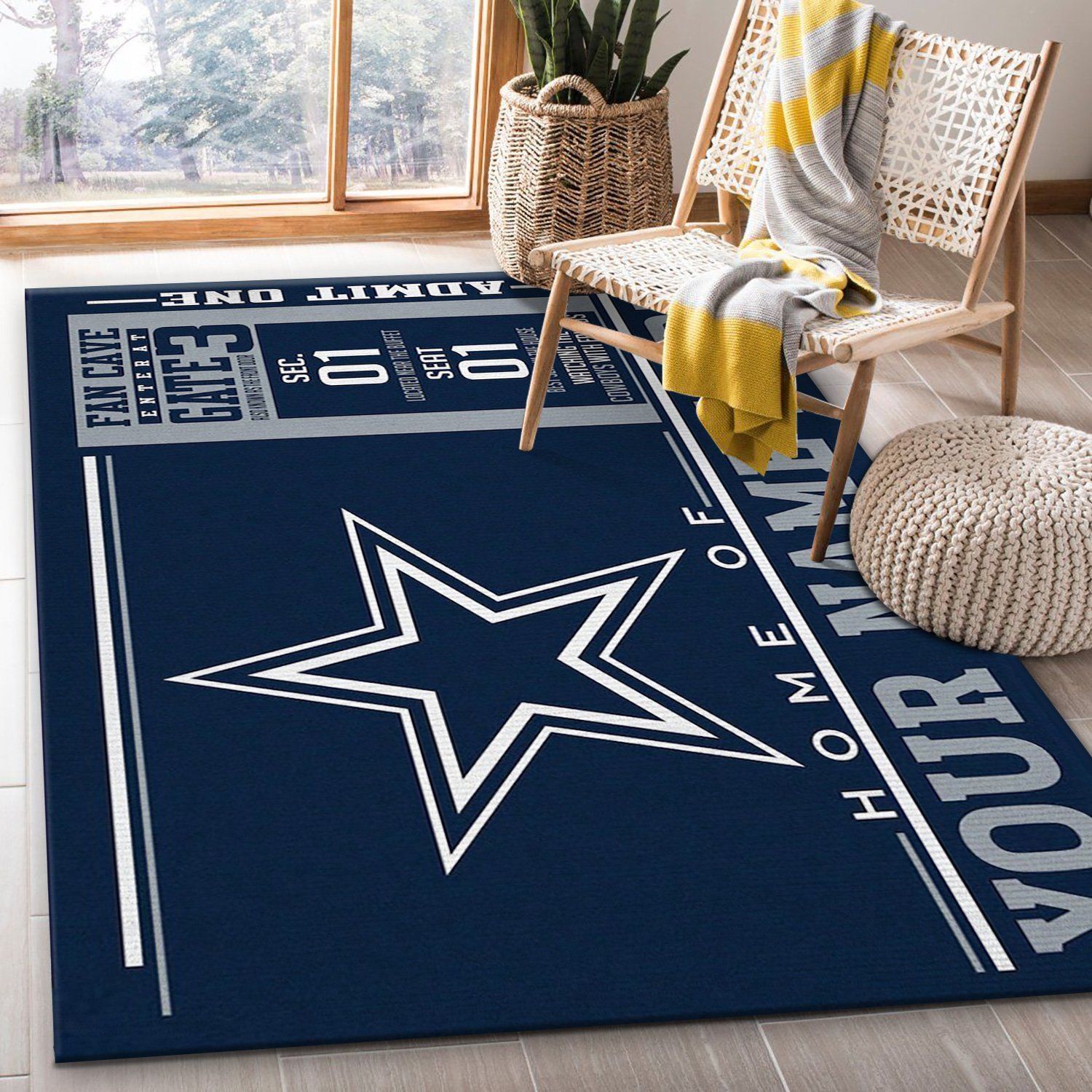 Customizable Dallas Cowboys Wincraft Personalized NFL Area Rug Carpet