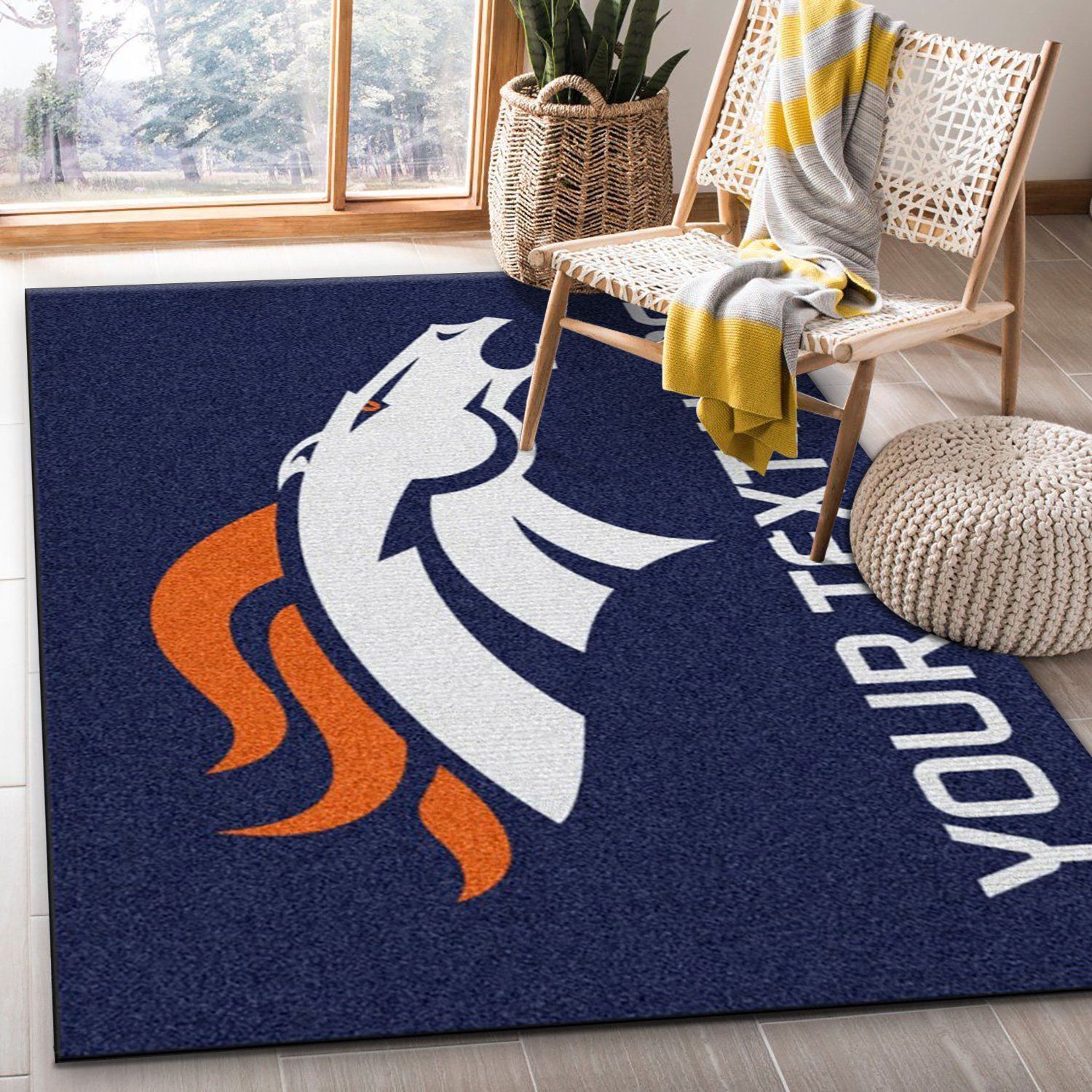 Customizable Denver Broncos Personalized Accent Rug NFL Area Rug Carpet