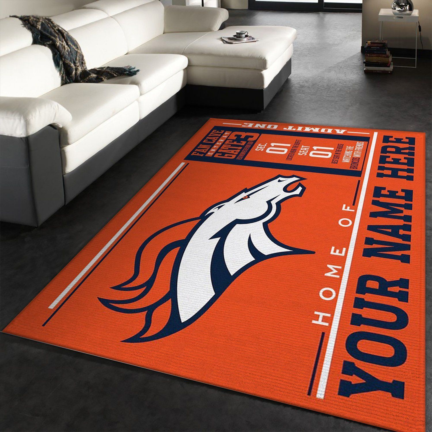 Customizable Denver Broncos Wincraft Personalized NFL Team Logos Area Rug