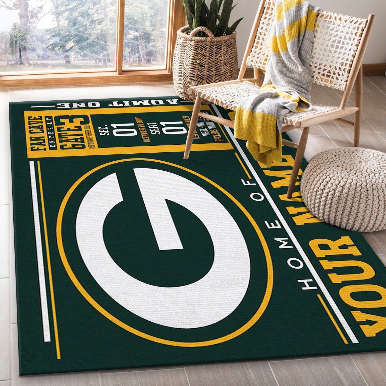 Customizable Green Bay Packers Wincraft Personalized NFL Team Logos Area Rug
