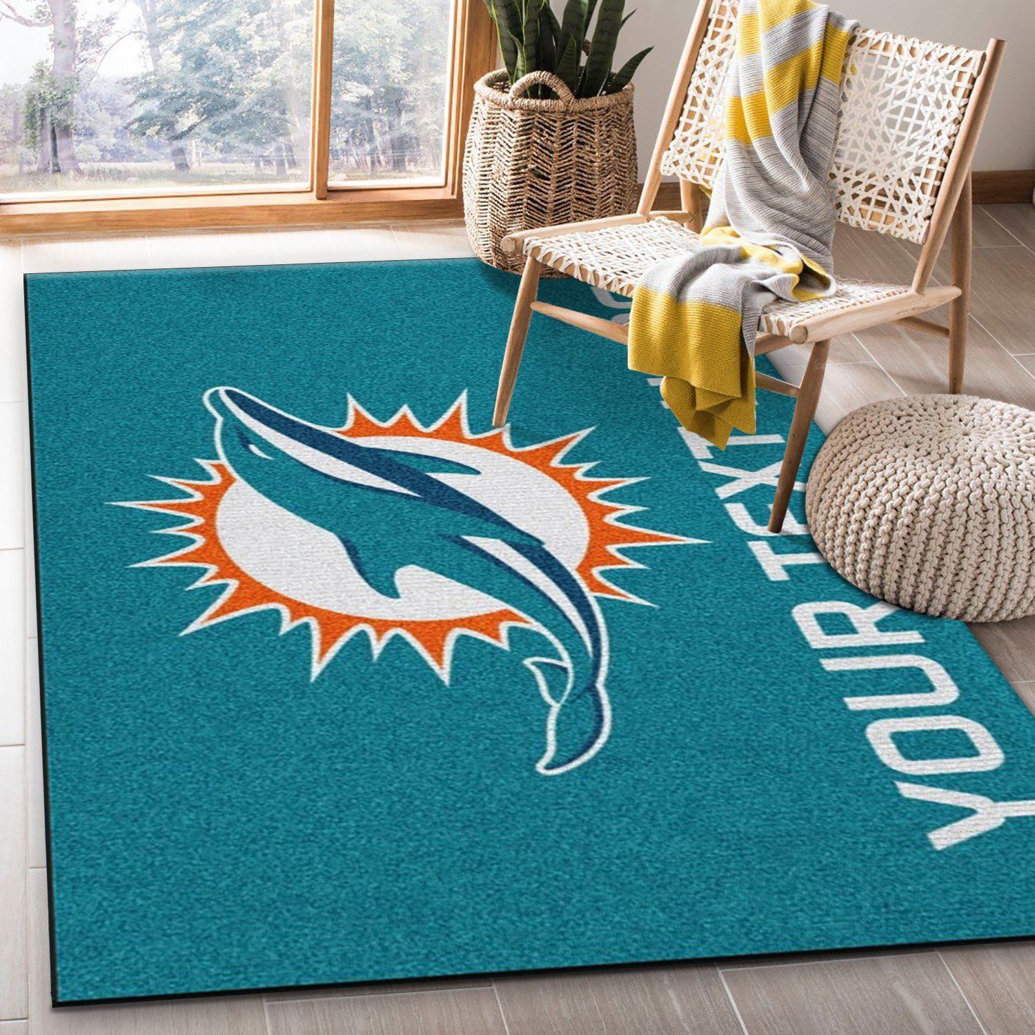 Customizable Miami Dolphins Personalized Accent Rug NFL Area Rug For Christmas
