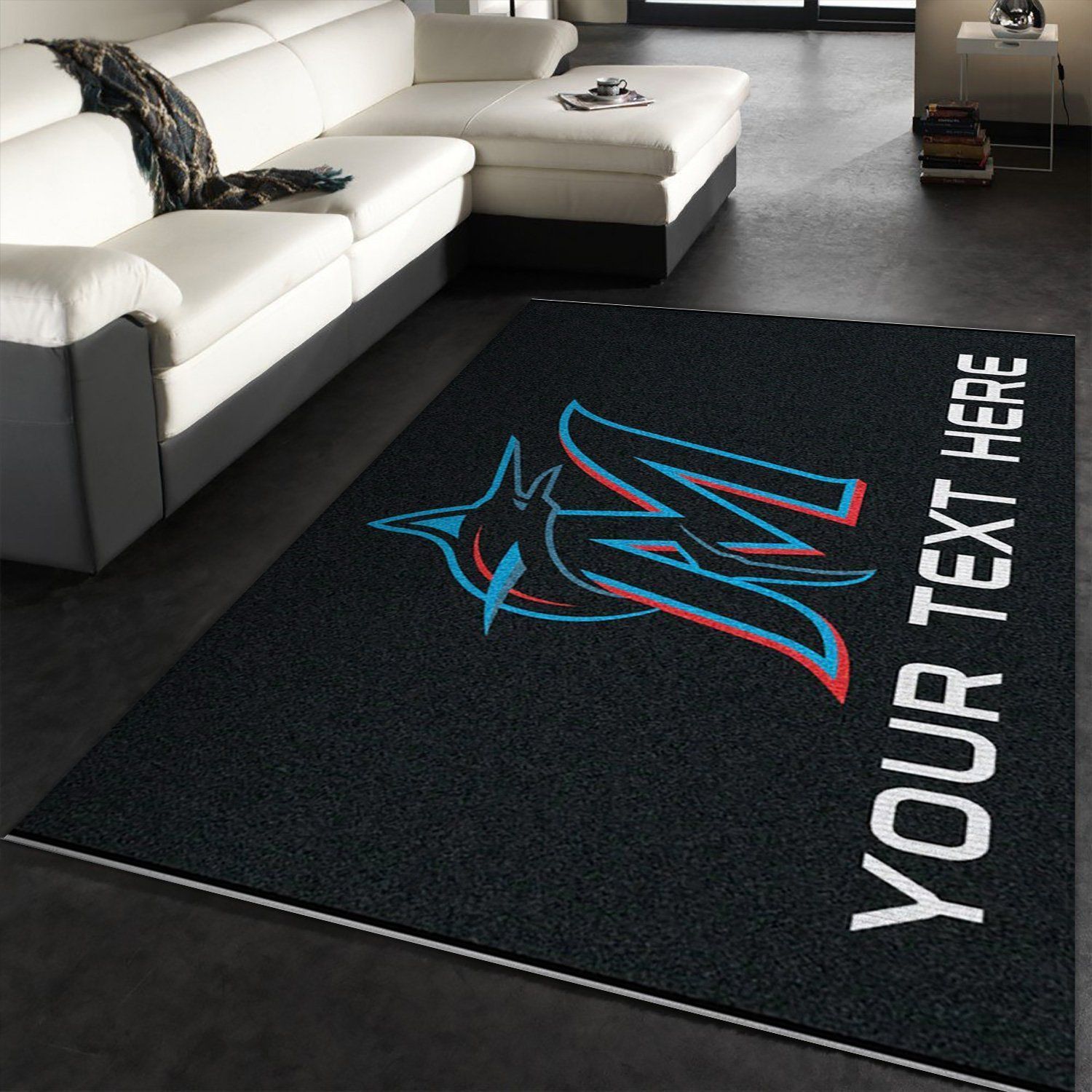 Customizable Miami Marlins Personalized Accent Rug Area Rug Carpet, Living room and bedroom Rug, US Gift Decor - Indoor Outdoor Rugs
