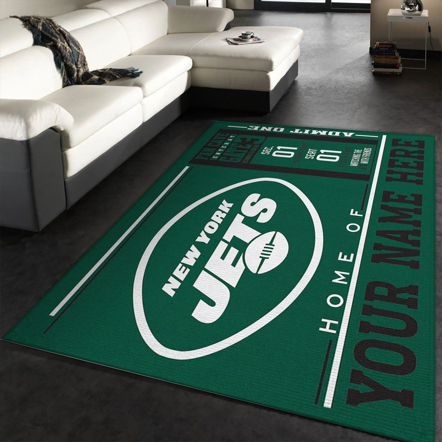 Customizable New York Jets Wincraft Personalized NFL Area Rug Carpet