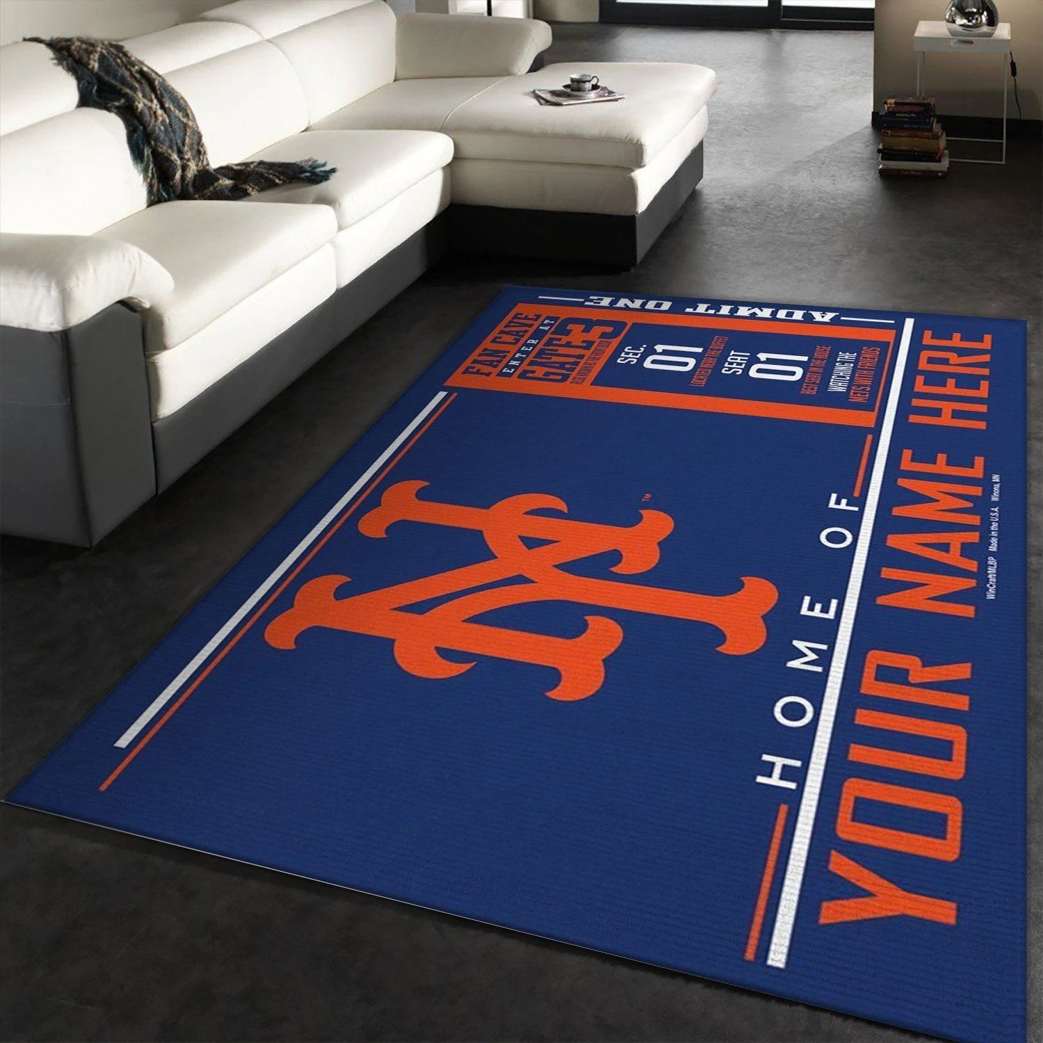 Customizable New York Mets Wincraft Personalized MLB Team Logos, Bedroom, Home US Decor - Indoor Outdoor Rugs