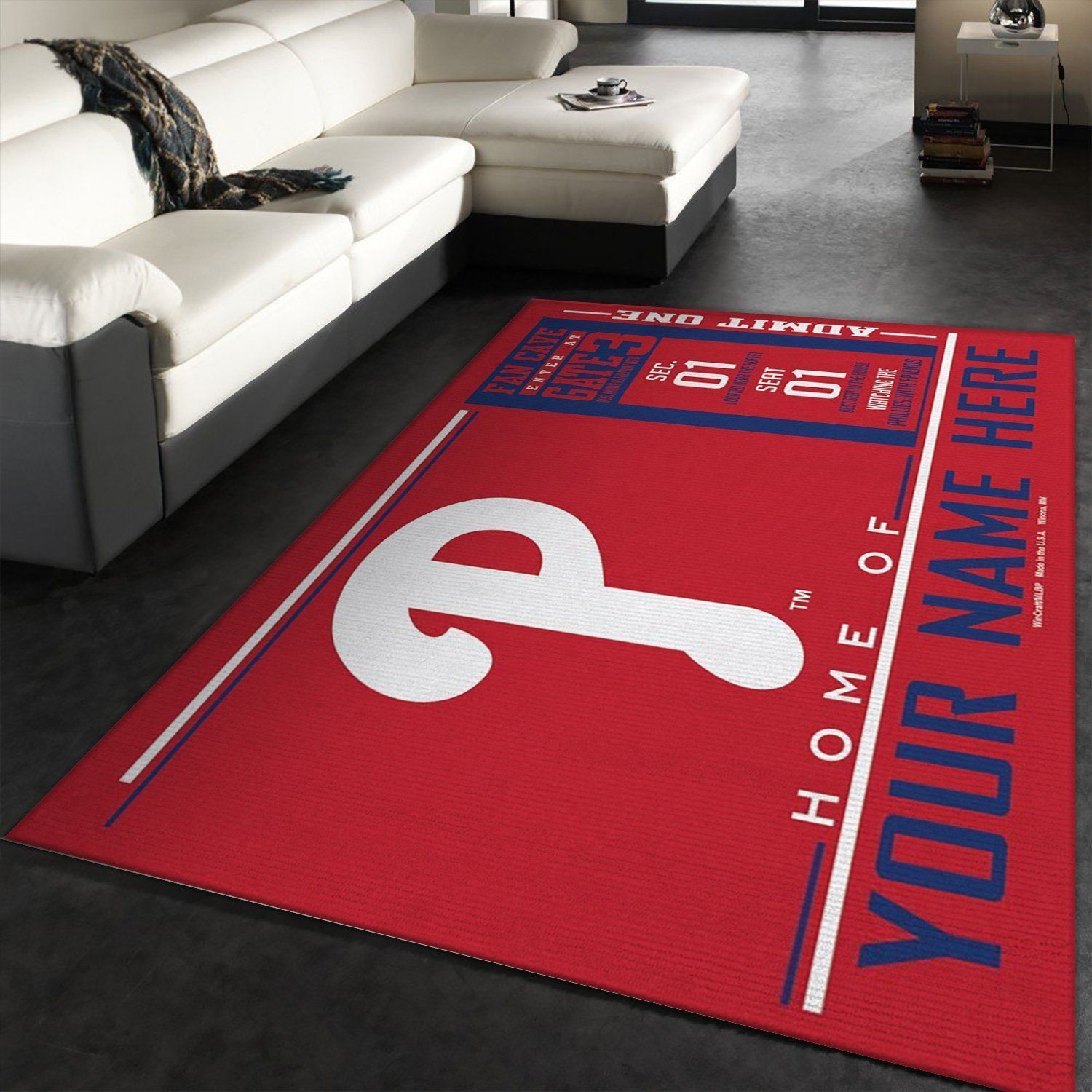 Customizable Philadelphia Phillies Wincraft Personalized Area Rug For Christmas, Bedroom, Home Decor Floor Decor - Indoor Outdoor Rugs