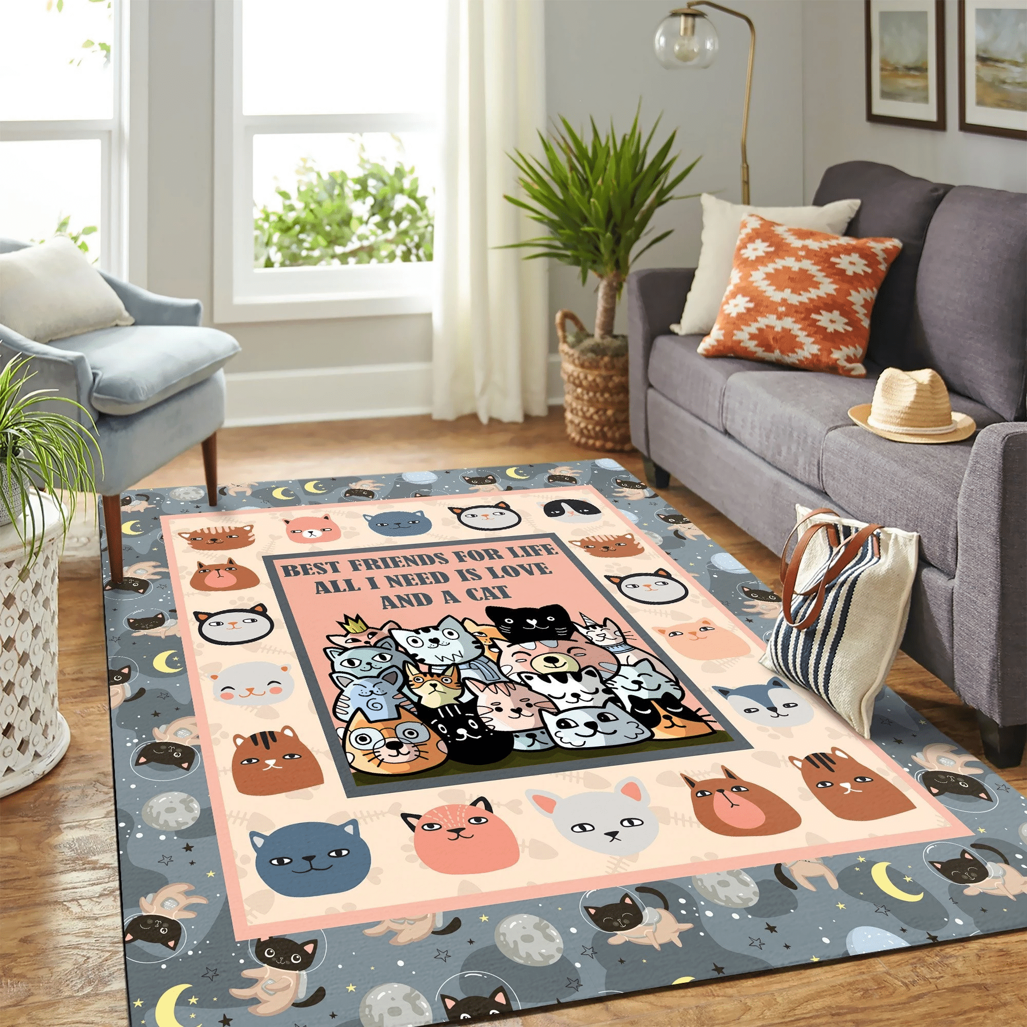 Cute Cat Head Mk Carpet Area Rug Chrismas Gift - Indoor Outdoor Rugs