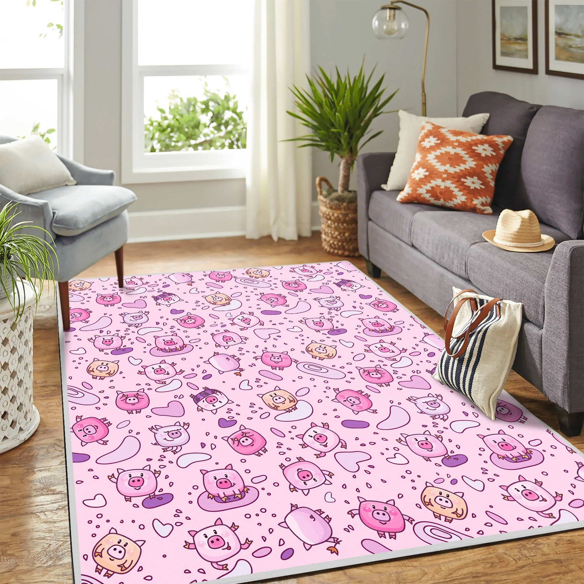 Cute Pig Pink Mk Carpet Area Rug Chrismas Gift - Indoor Outdoor Rugs